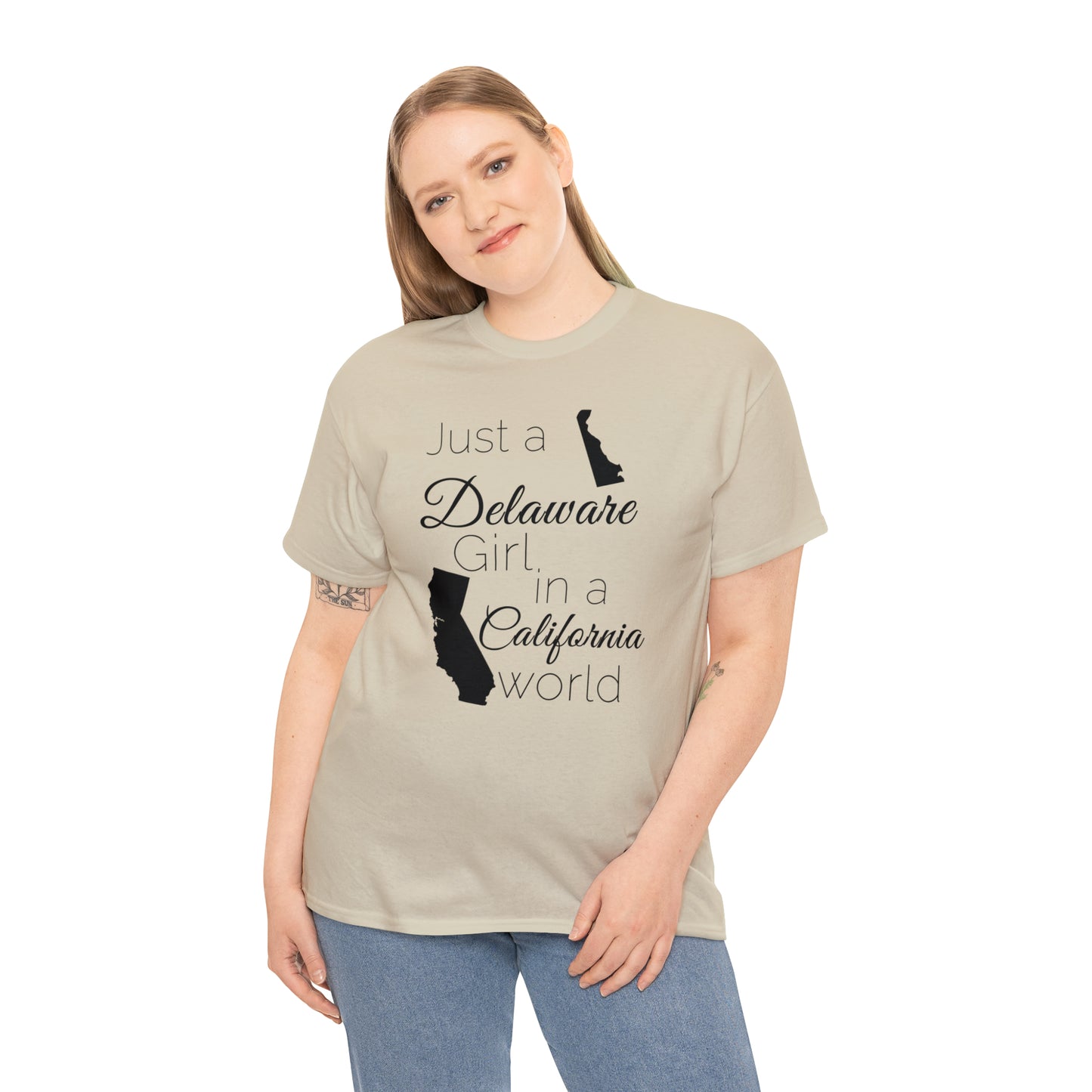 Just a Delaware Girl in a California World Unisex Heavy Cotton Tee