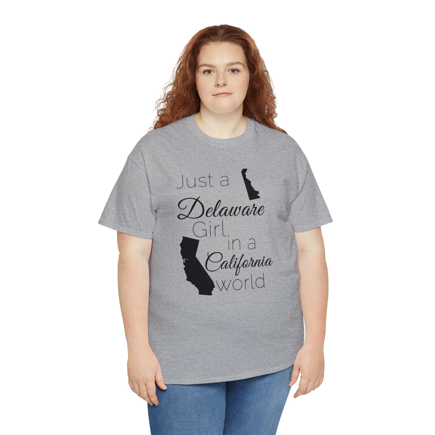 Just a Delaware Girl in a California World Unisex Heavy Cotton Tee