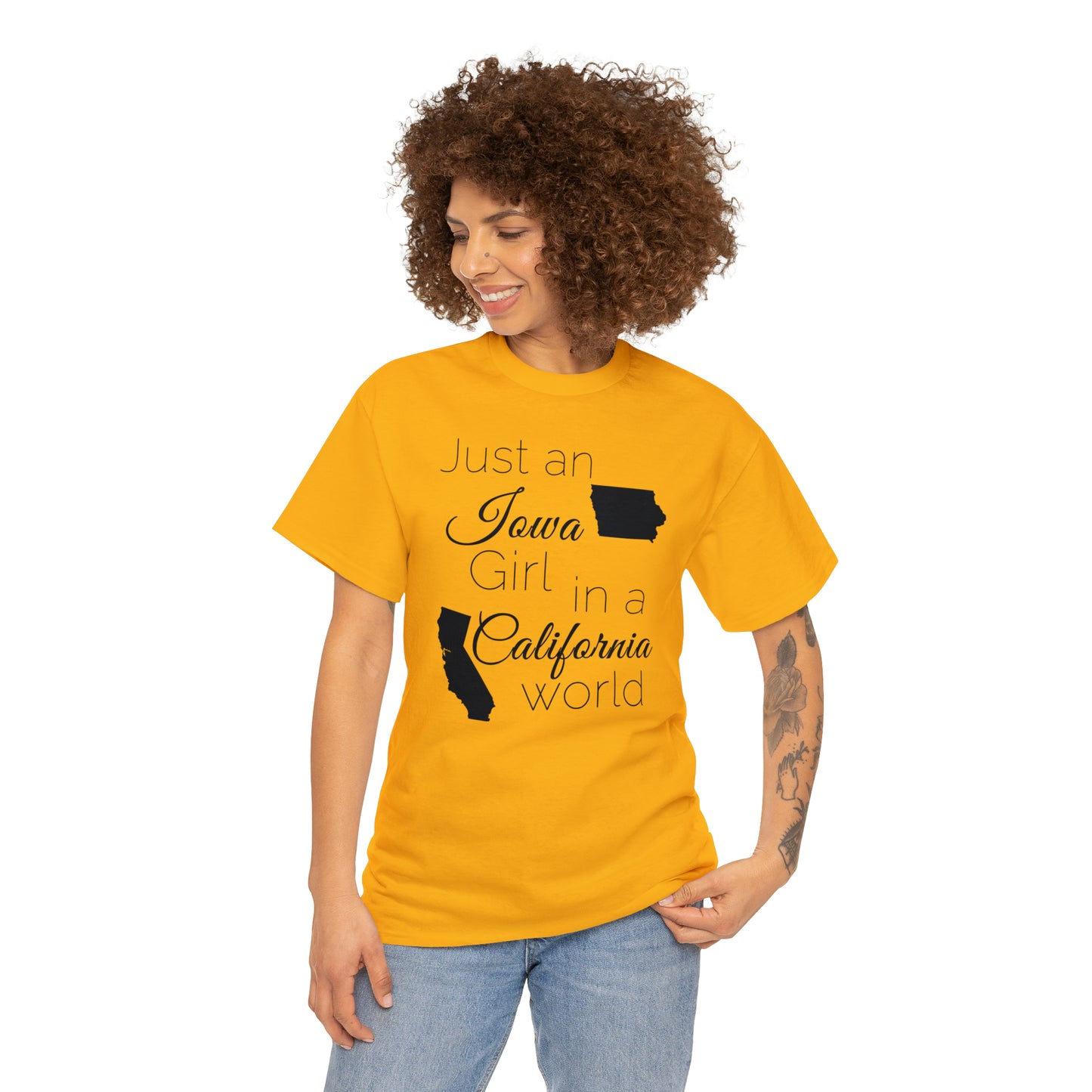 Just an Iowa Girl in a California World Unisex Heavy Cotton Tee