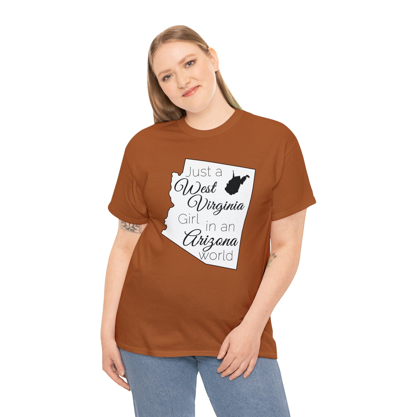 Just a West Virginia Girl in an Arizona World Unisex Heavy Cotton Tee