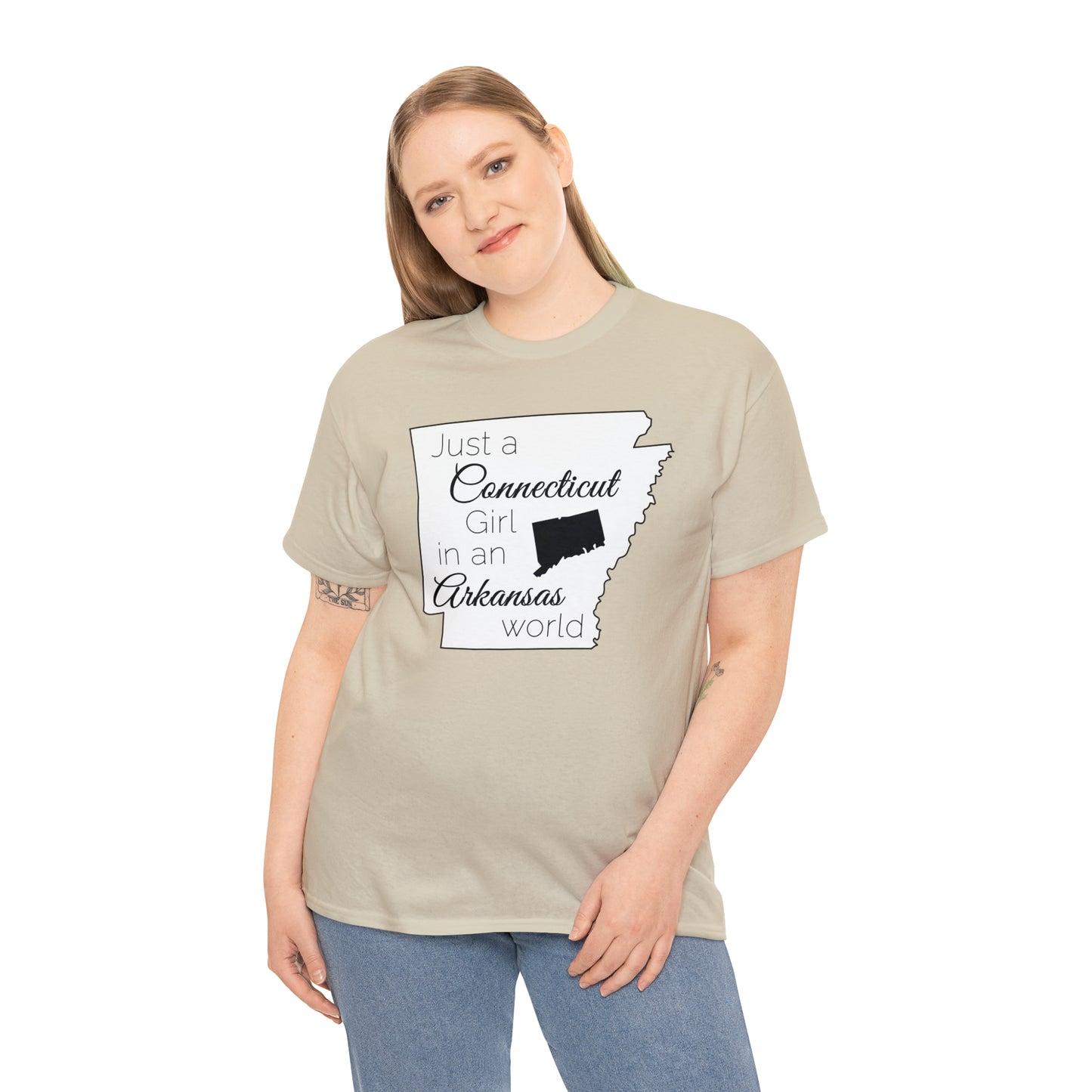 Just a Connecticut Girl in an Arkansas World Unisex Heavy Cotton Tee