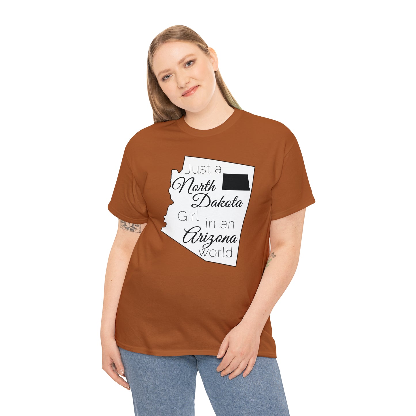 Just a North Dakota Girl in an Arizona World Unisex Heavy Cotton Tee