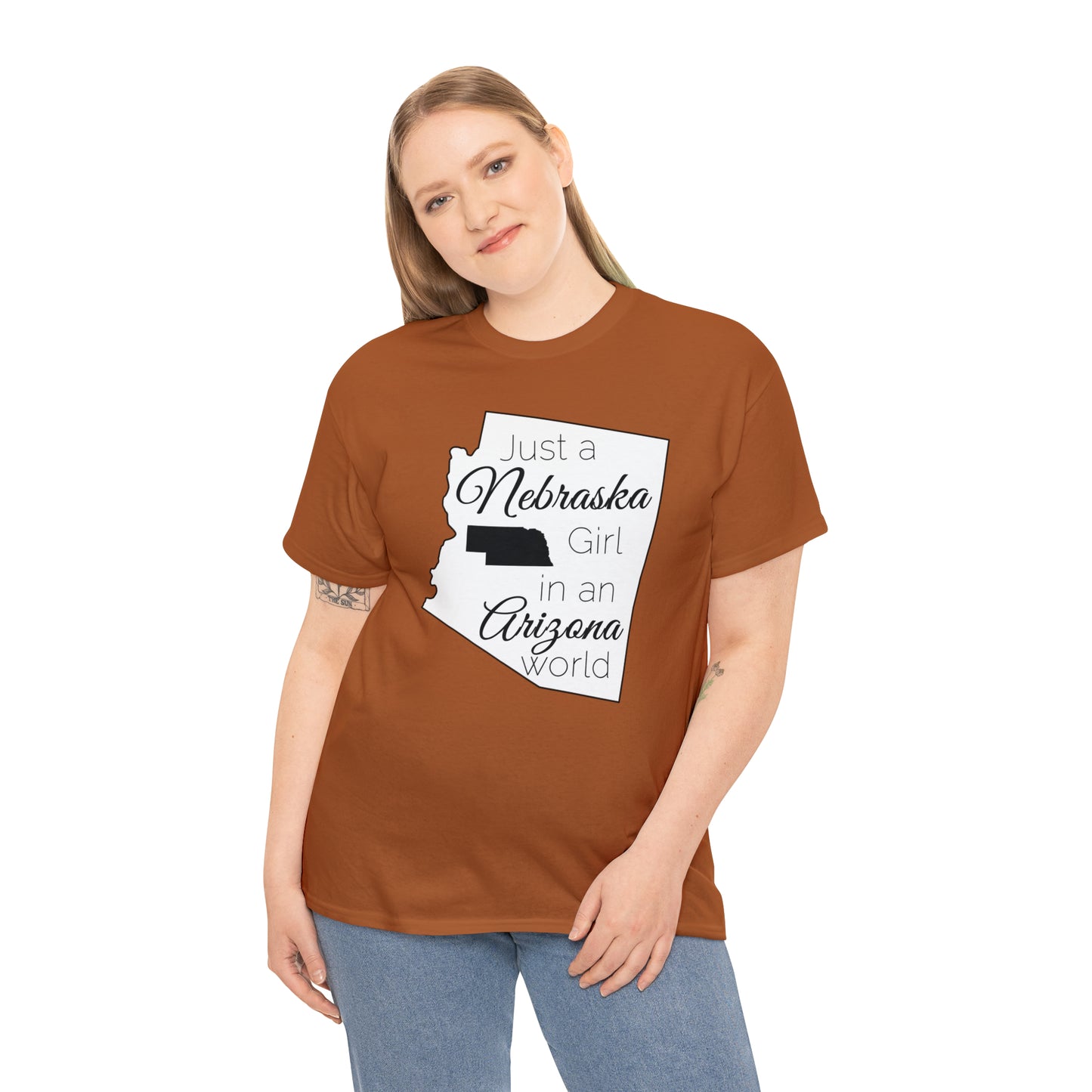 Just a Nebraska Girl in an Arizona World Unisex Heavy Cotton Tee