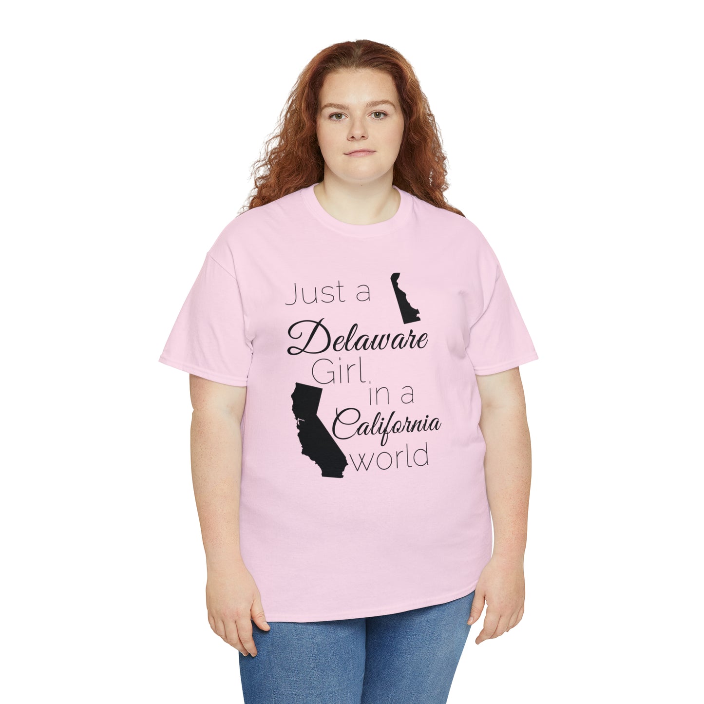 Just a Delaware Girl in a California World Unisex Heavy Cotton Tee