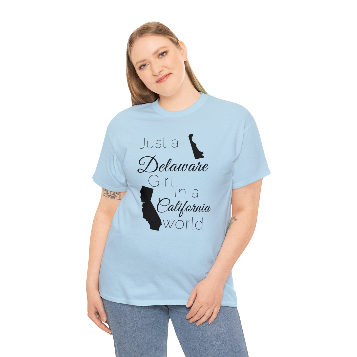 Just a Delaware Girl in a California World Unisex Heavy Cotton Tee