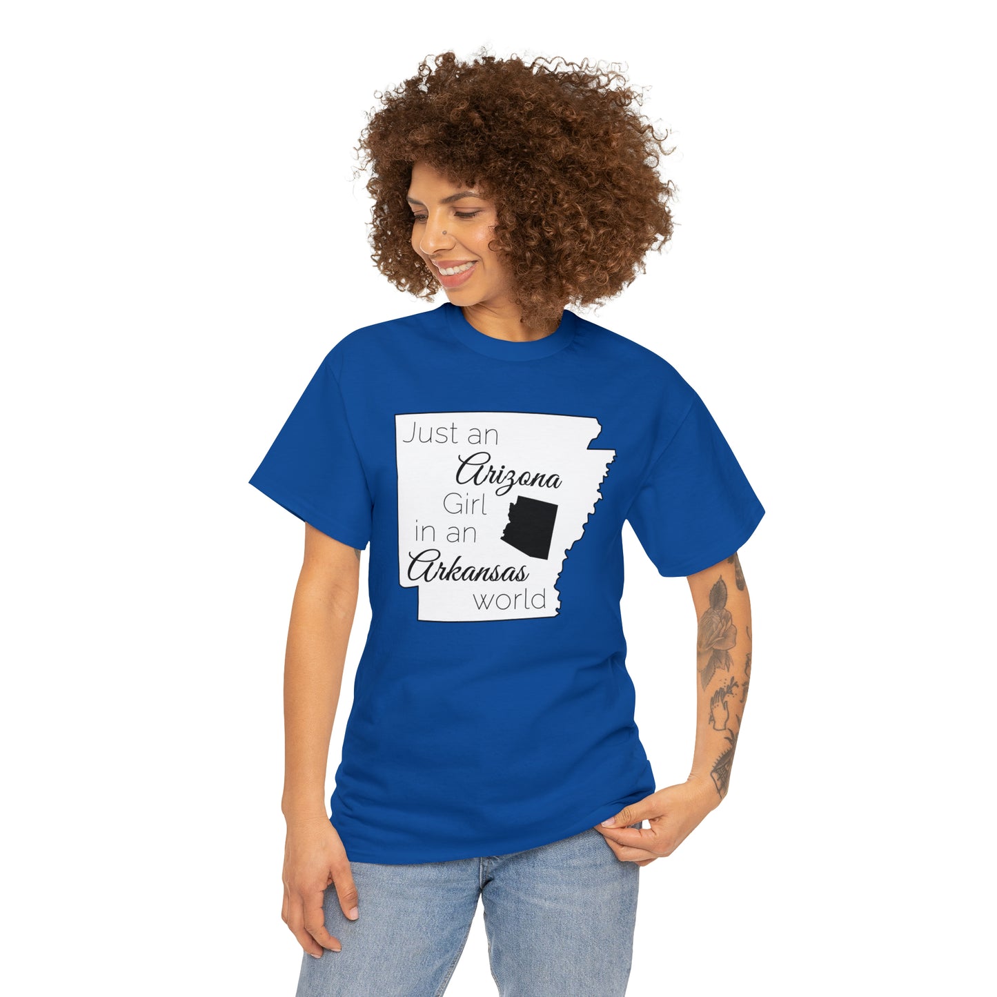 Just an Arizona Girl in an Arkansas World Unisex Heavy Cotton Tee