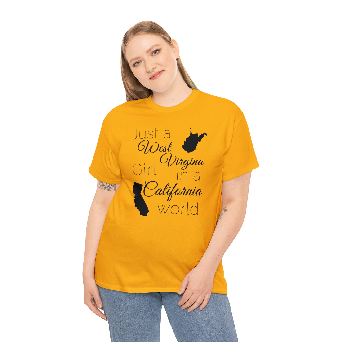 Just a West Virginia Girl in a California World Unisex Heavy Cotton Tee