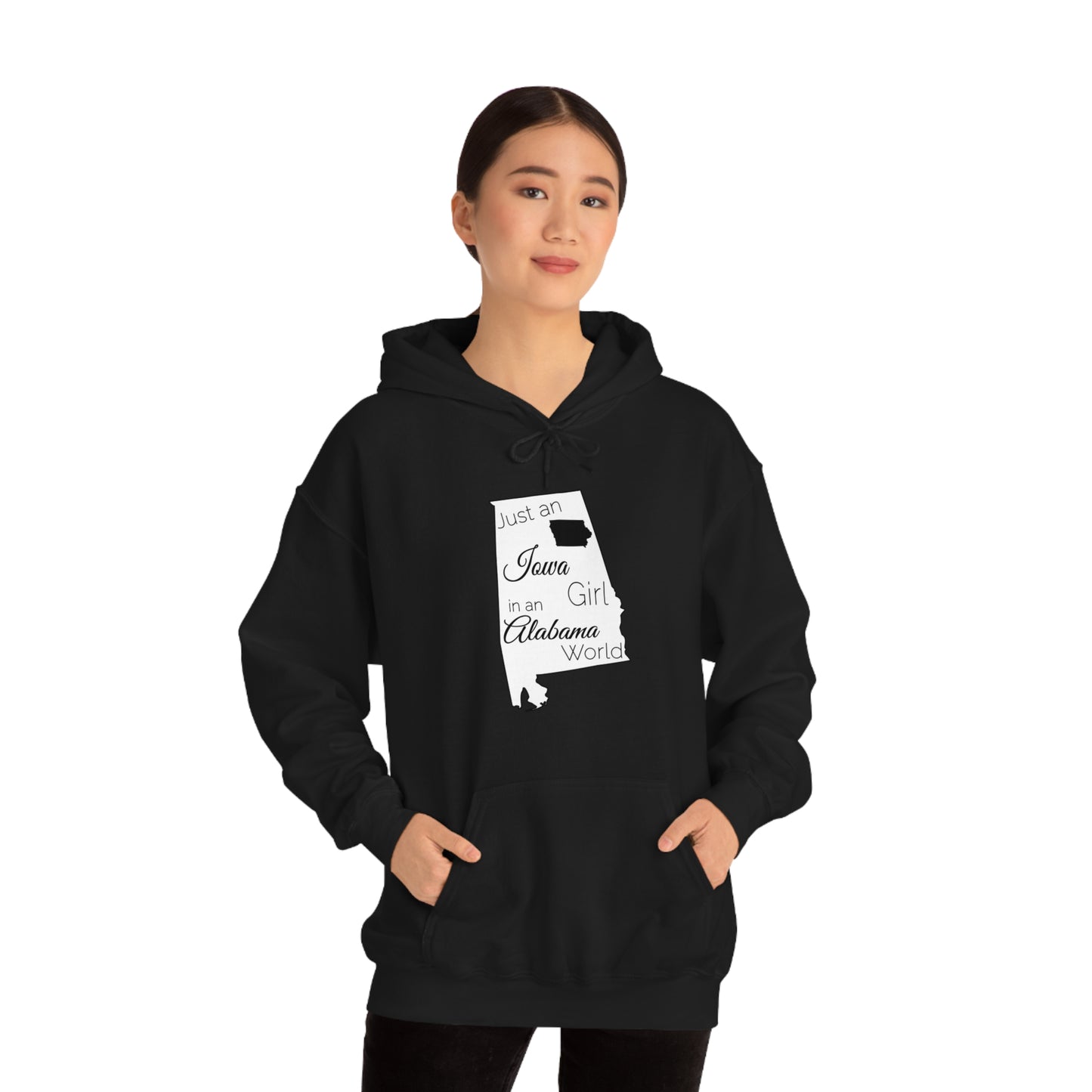 Just an Iowa Girl in an Alabama World Unisex Heavy Blend™ Hooded Sweatshirt