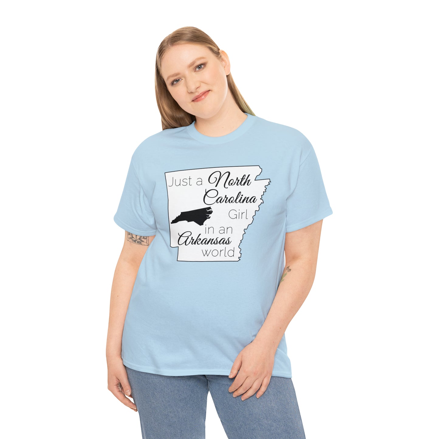 Just a North Carolina Girl in an Arkansas World Unisex Heavy Cotton Tee