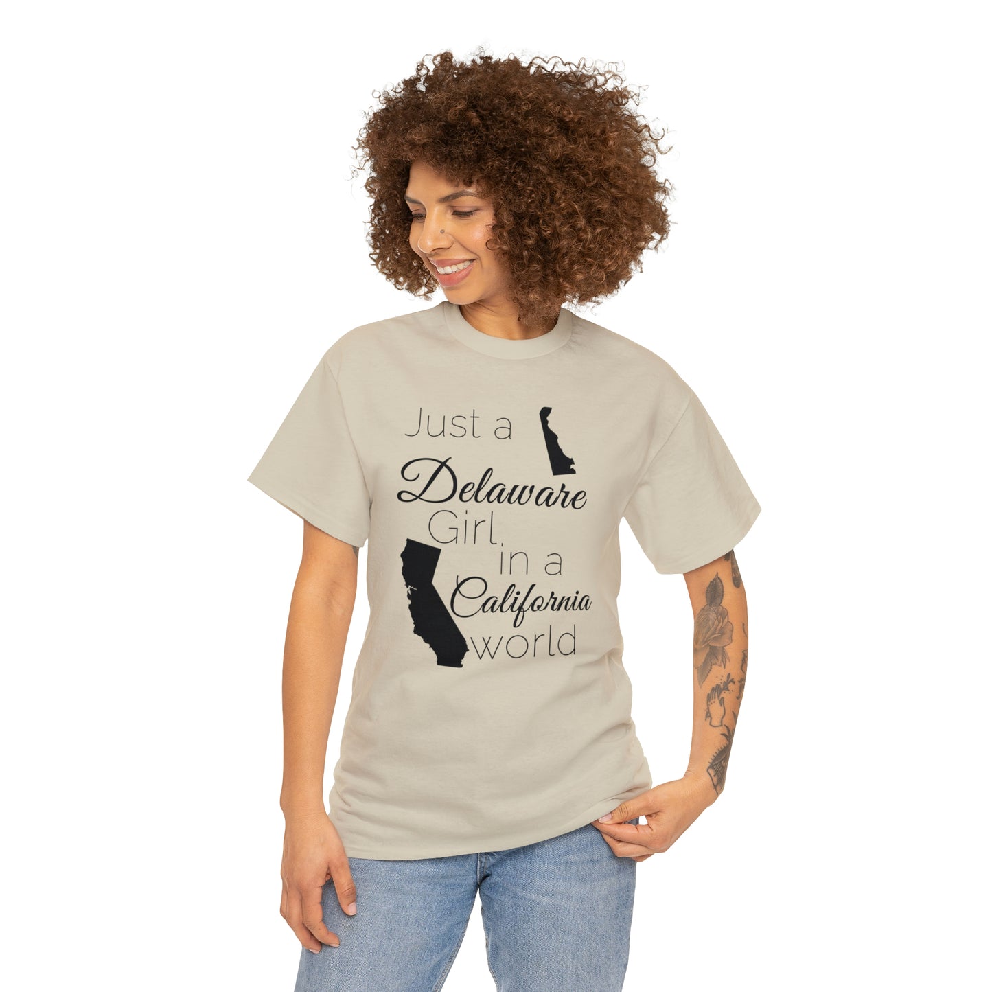 Just a Delaware Girl in a California World Unisex Heavy Cotton Tee