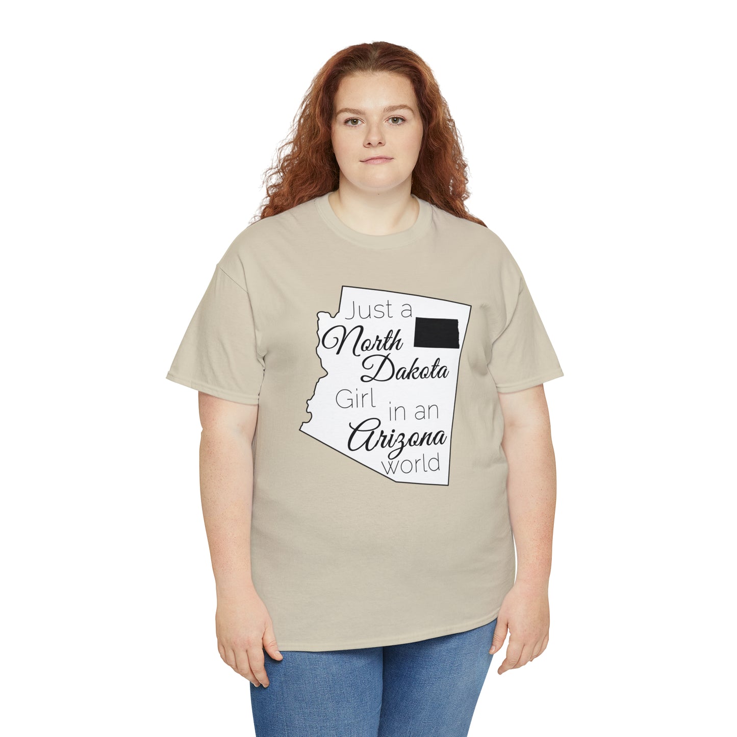 Just a North Dakota Girl in an Arizona World Unisex Heavy Cotton Tee