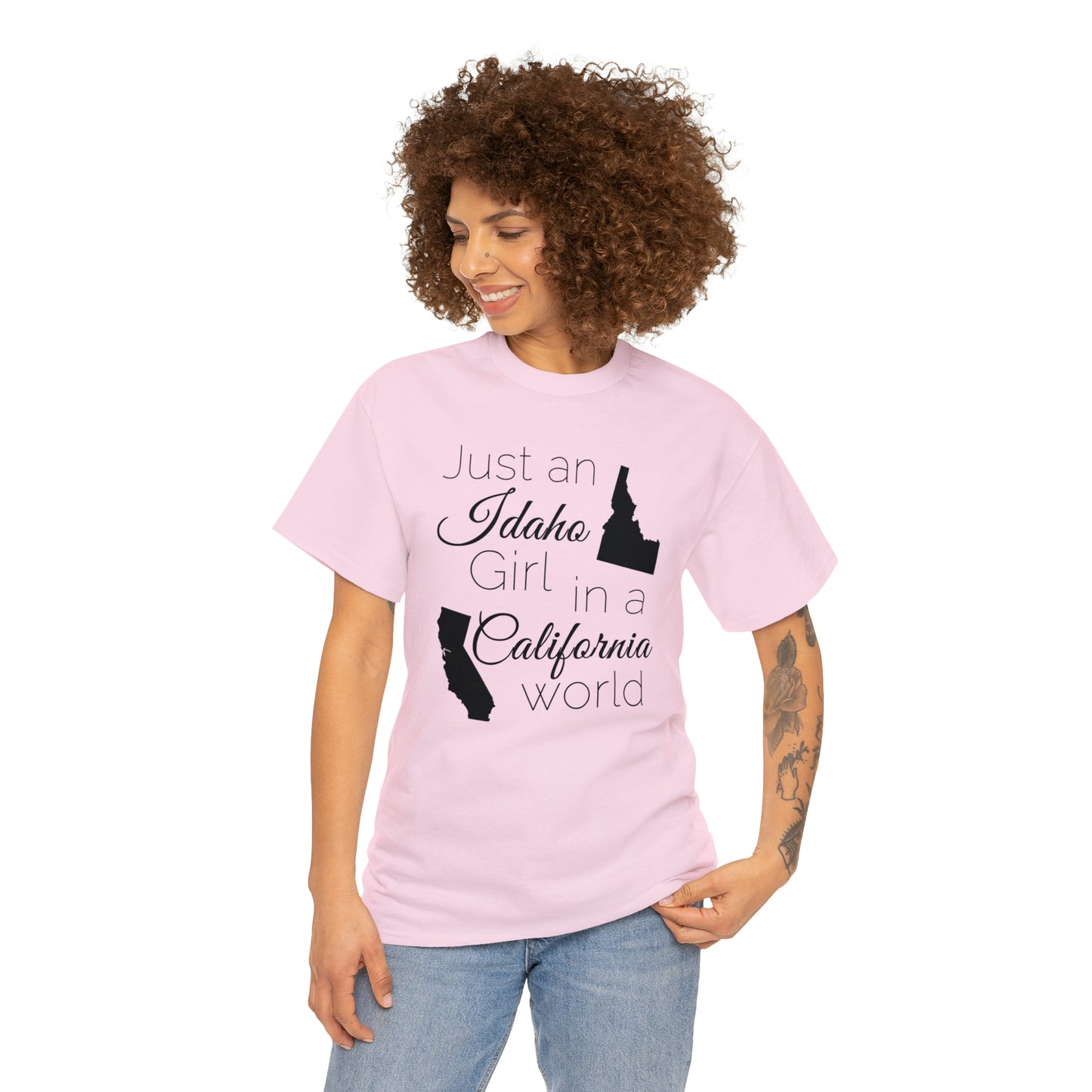 Just an Idaho Girl in a California World Unisex Heavy Cotton Tee