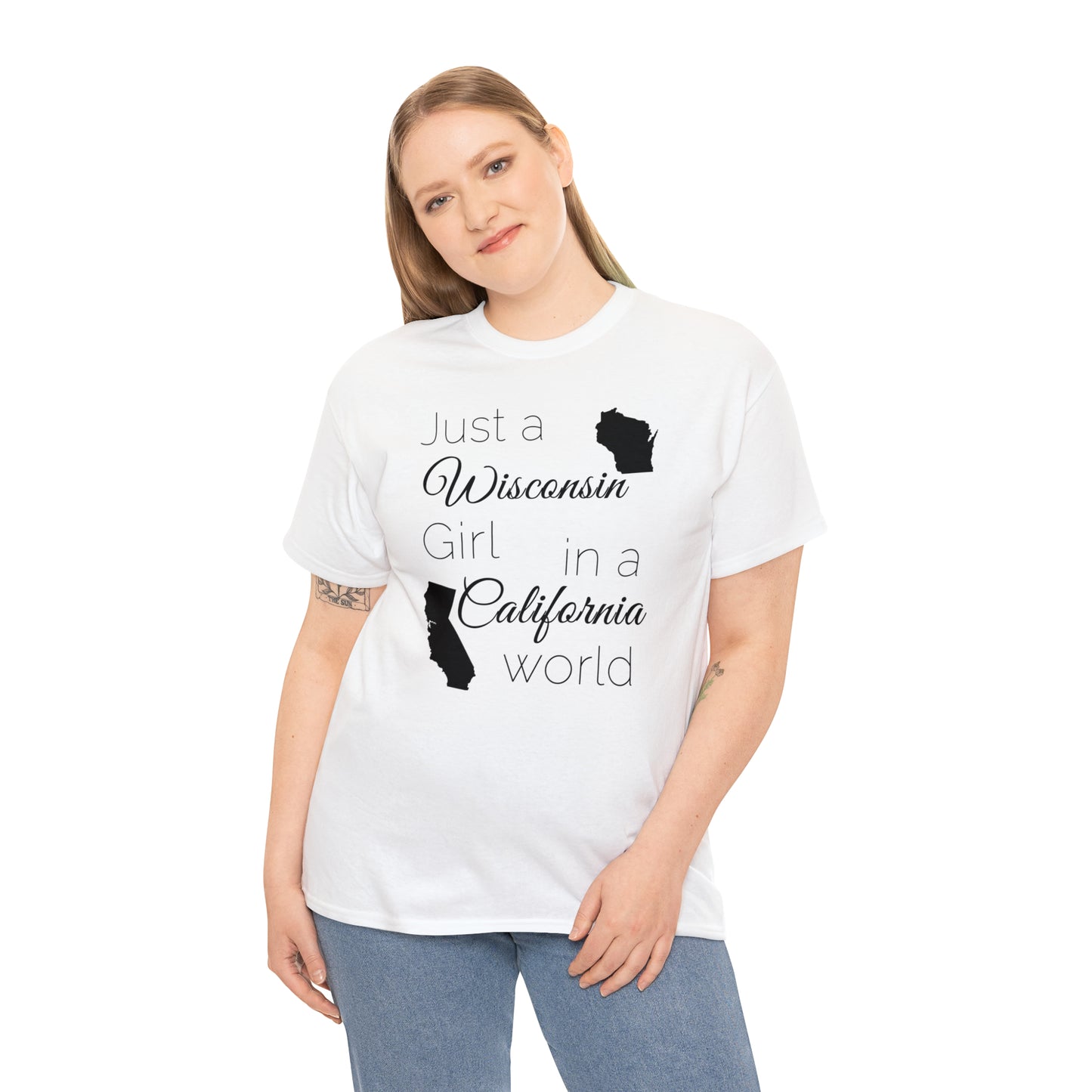 Just a Wisconsin Girl in a California World Unisex Heavy Cotton Tee