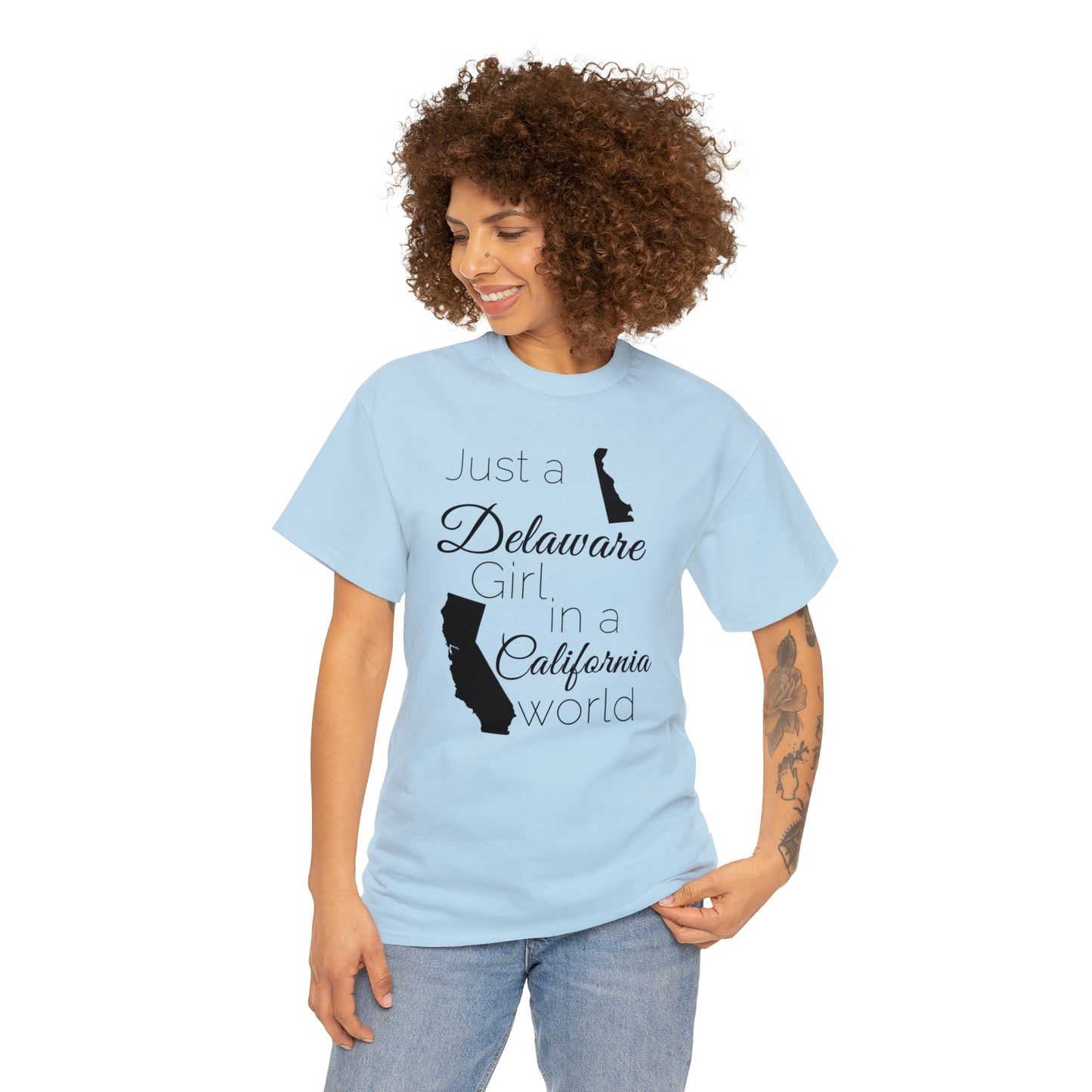 Just a Delaware Girl in a California World Unisex Heavy Cotton Tee