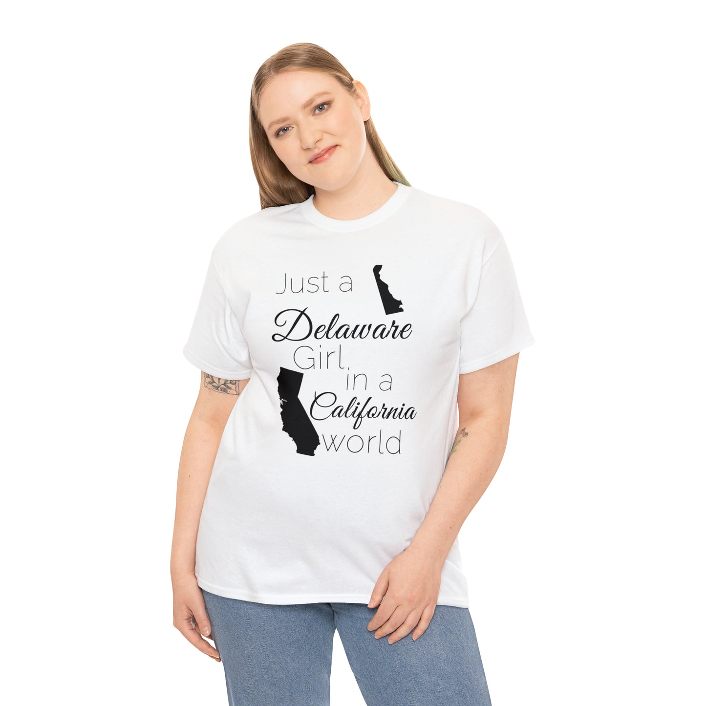 Just a Delaware Girl in a California World Unisex Heavy Cotton Tee