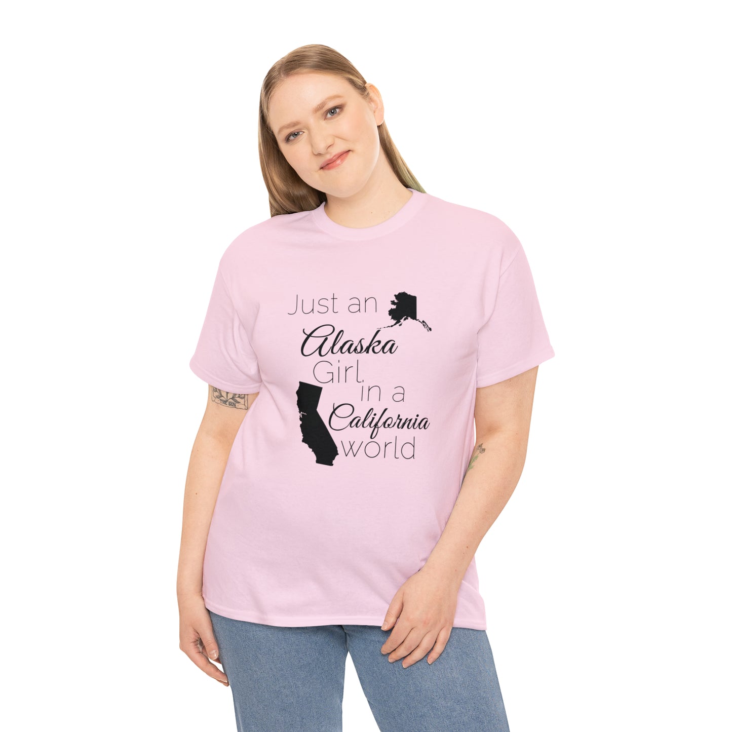Just an Alaska Girl in a California World Unisex Heavy Cotton Tee