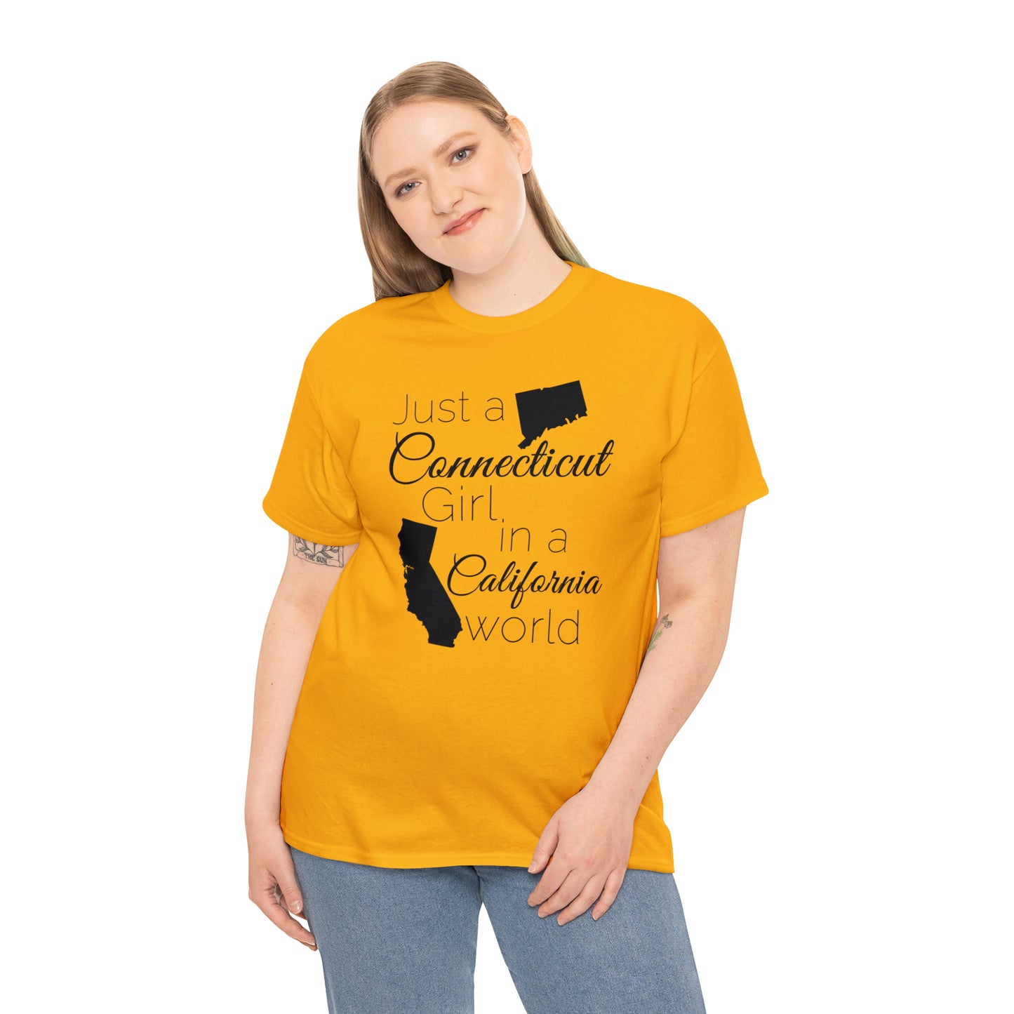 Just a Connecticut Girl in a California World Unisex Heavy Cotton Tee