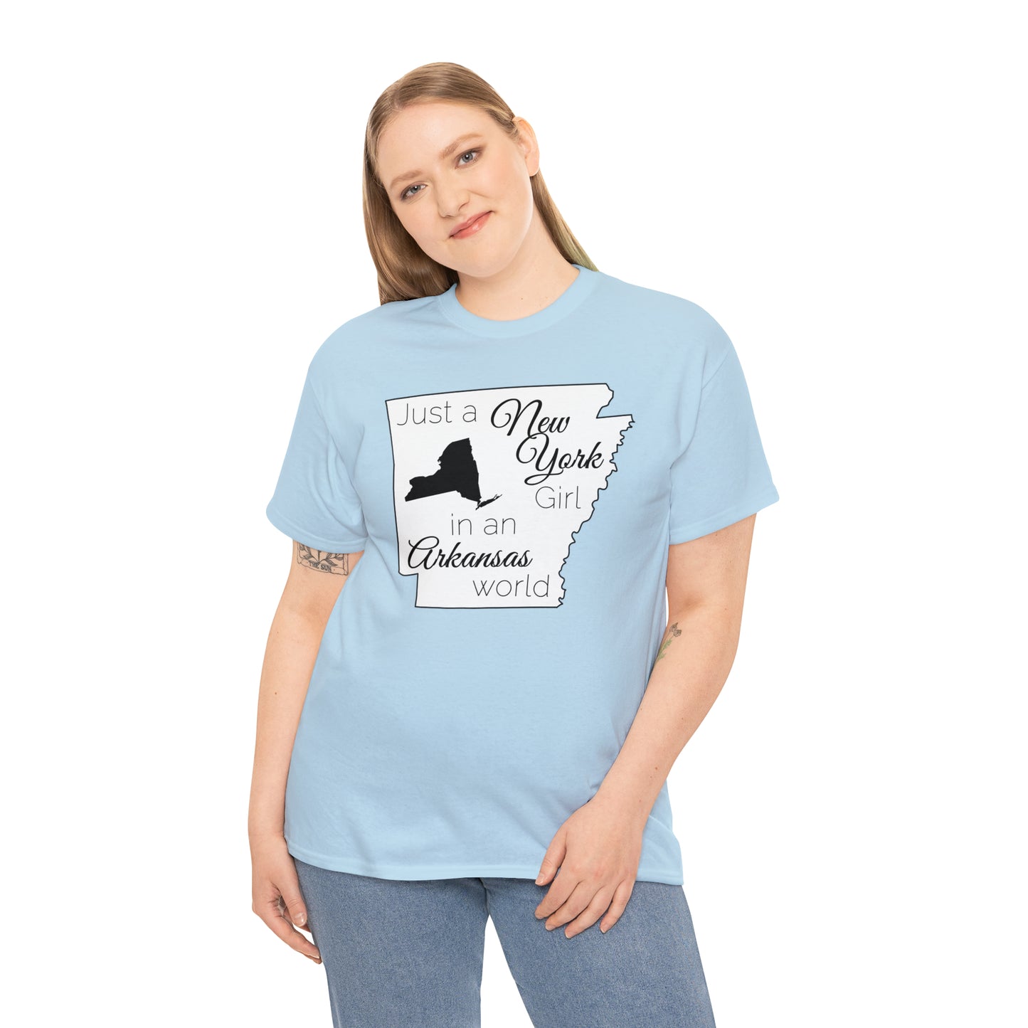 Just a New York Girl in an Arkansas World Unisex Heavy Cotton Tee