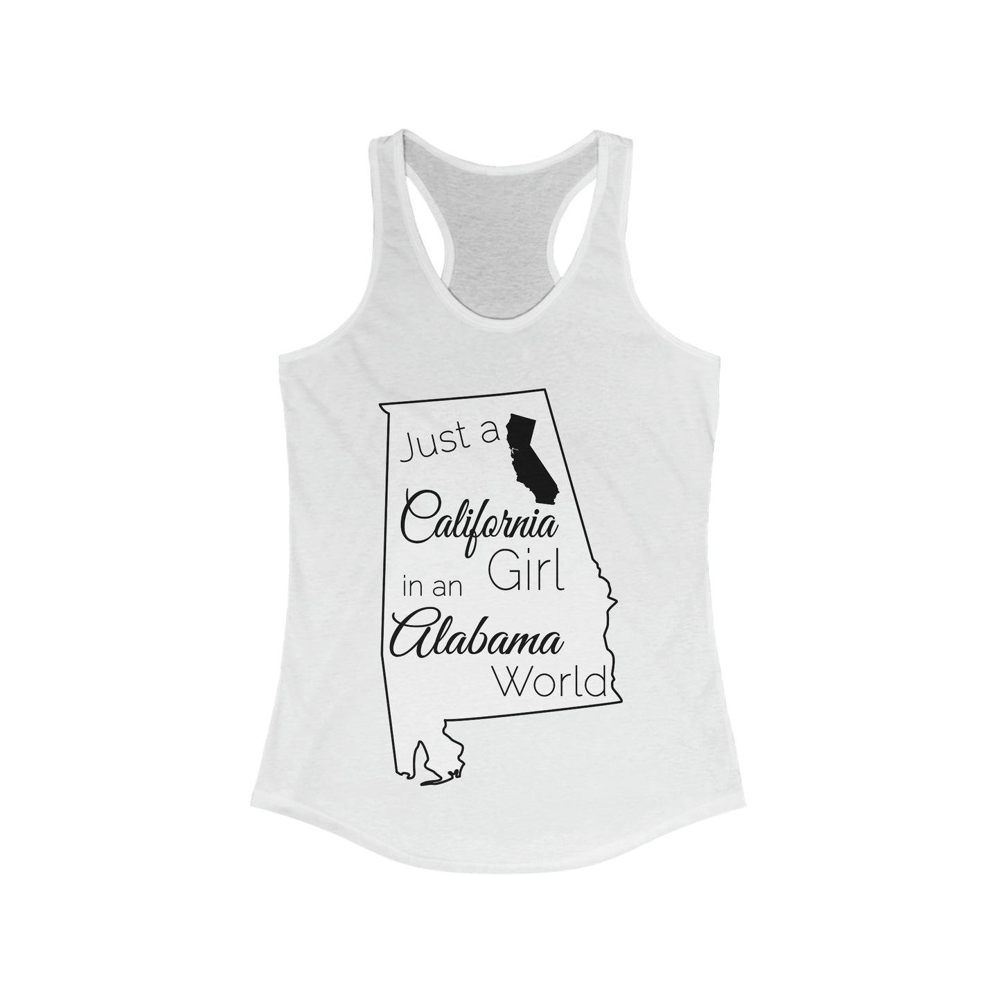 Just a California Girl in an Alabama World Women's Ideal Racerback Tank
