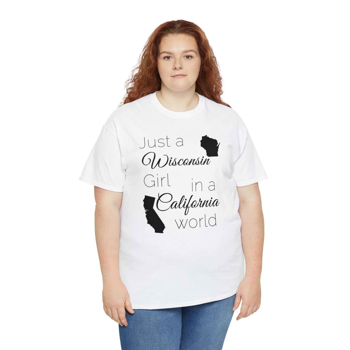 Just a Wisconsin Girl in a California World Unisex Heavy Cotton Tee