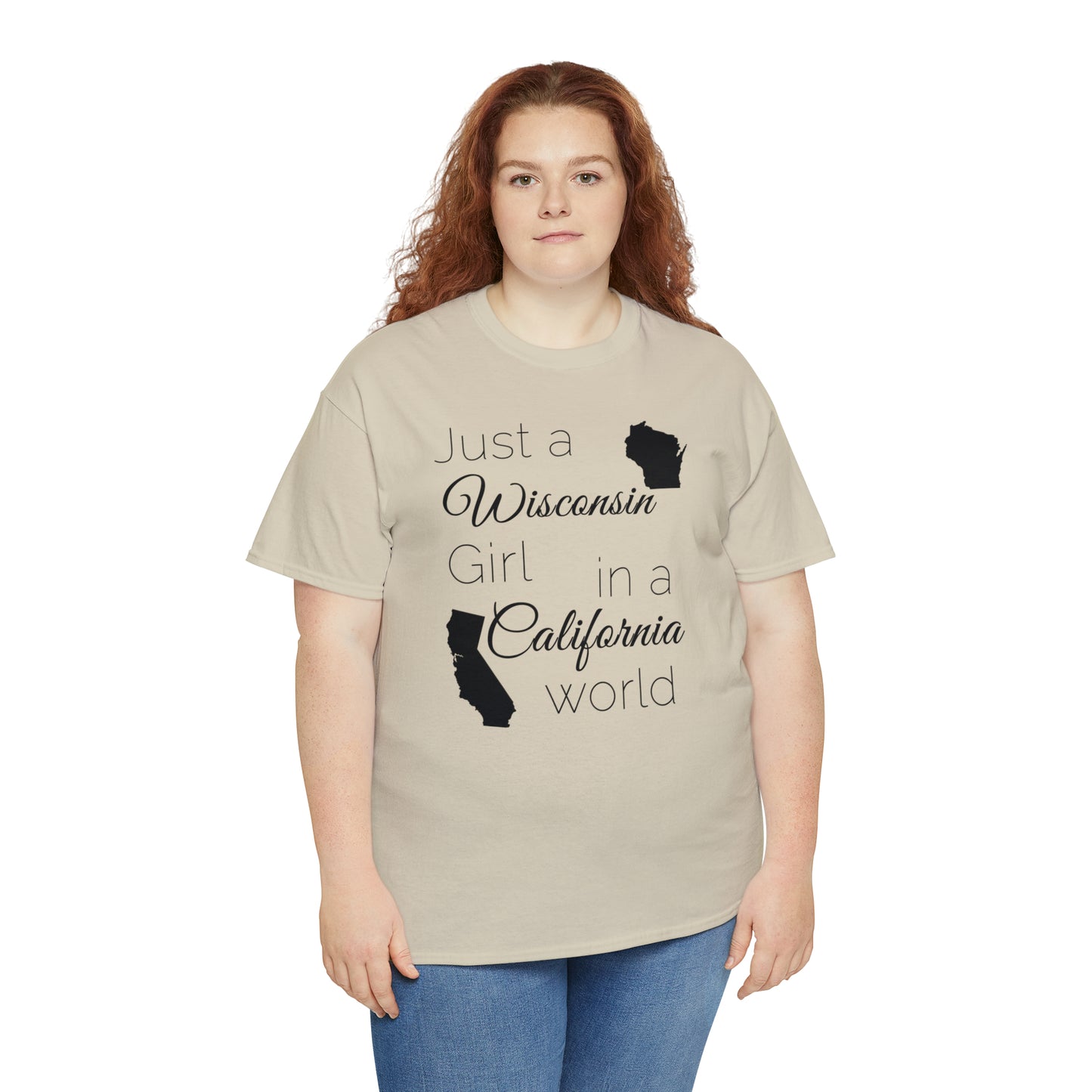 Just a Wisconsin Girl in a California World Unisex Heavy Cotton Tee