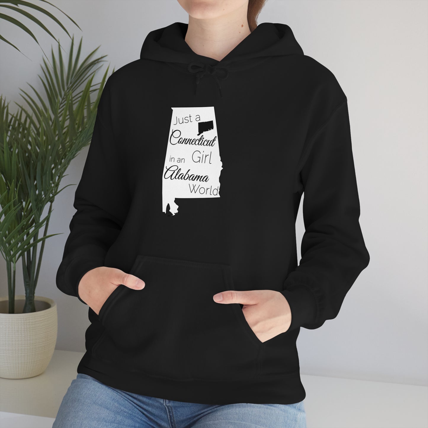 Just a Connecticut Girl in an Alabama World Unisex Heavy Blend™ Hooded Sweatshirt
