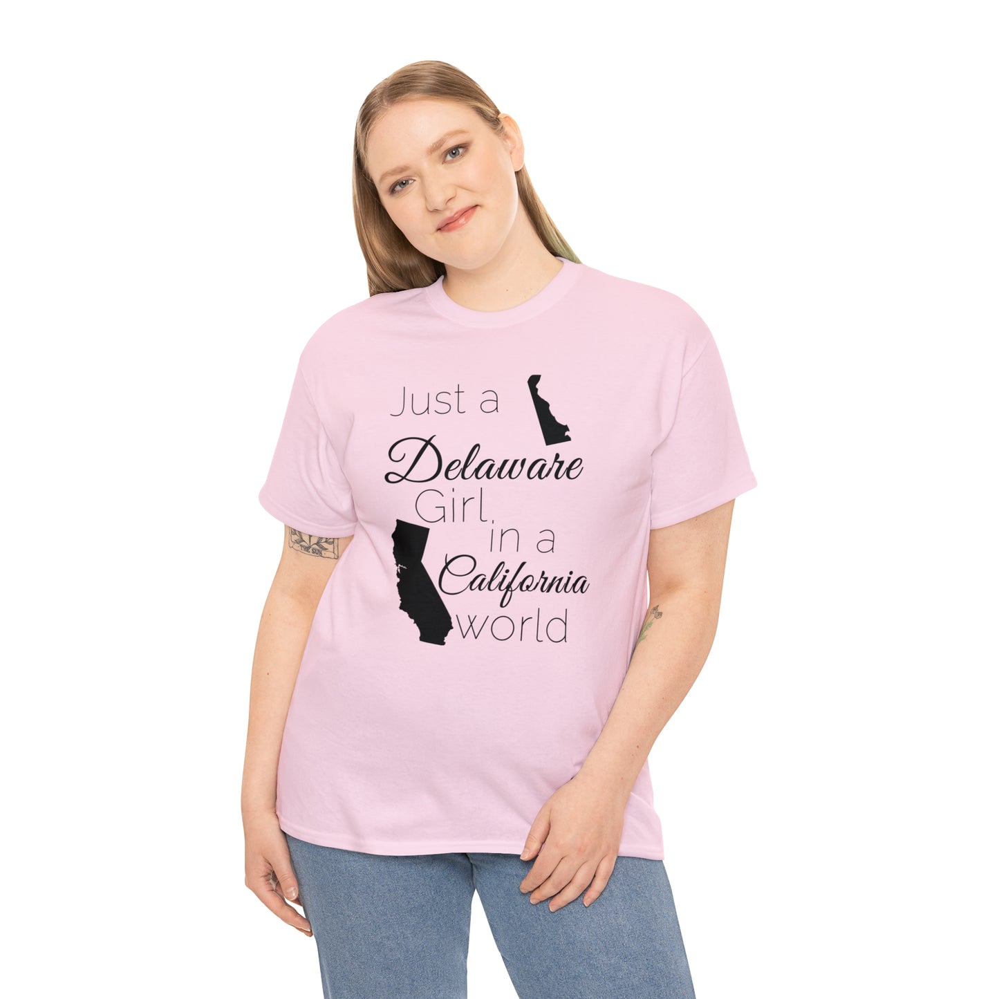 Just a Delaware Girl in a California World Unisex Heavy Cotton Tee