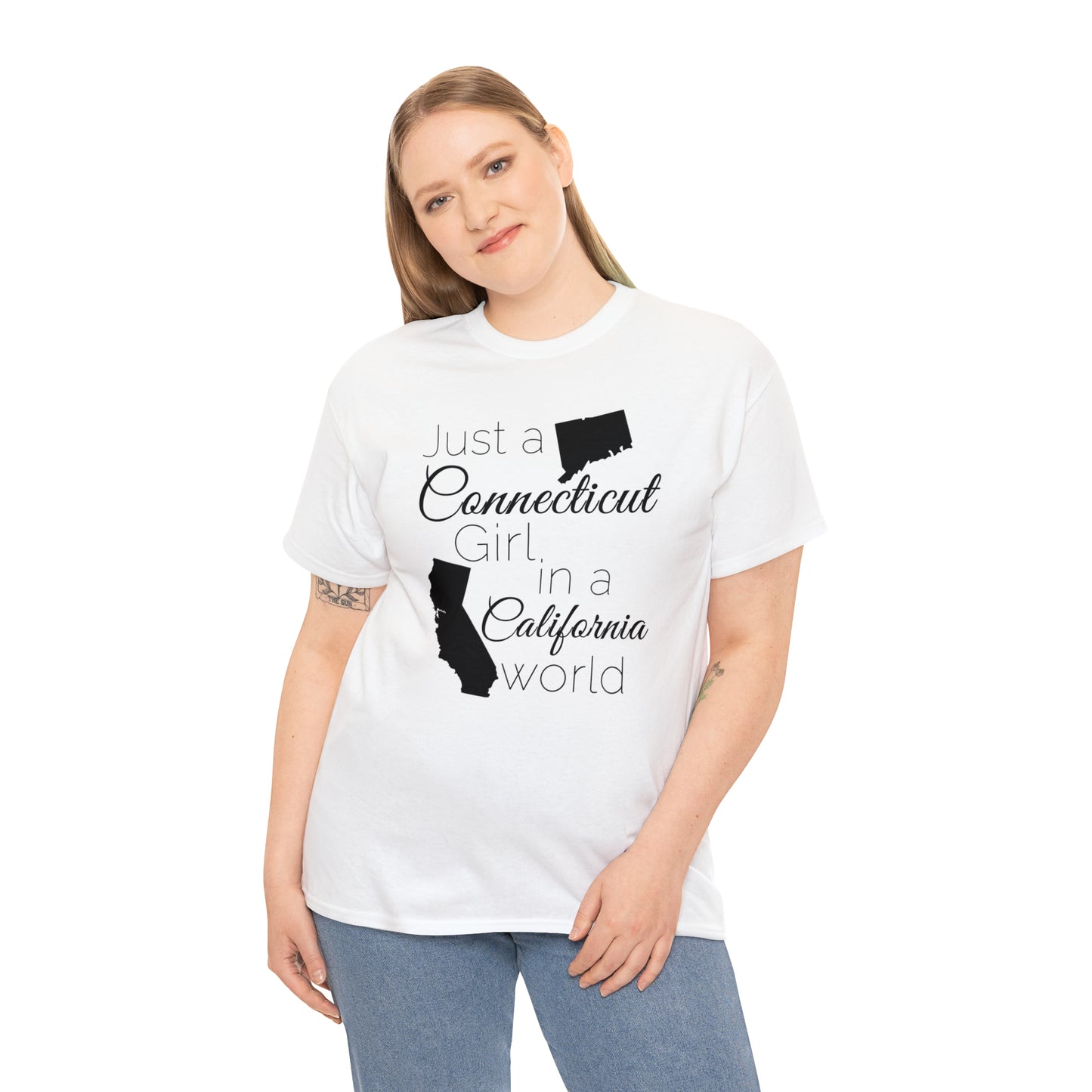 Just a Connecticut Girl in a California World Unisex Heavy Cotton Tee