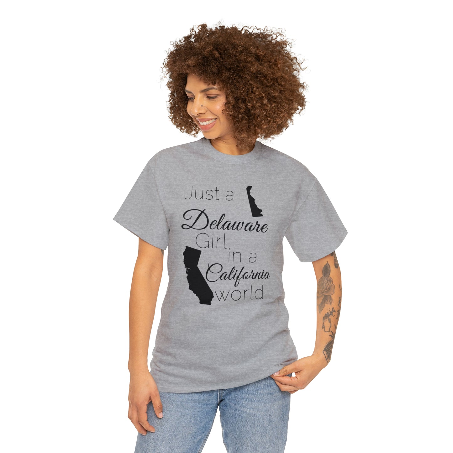 Just a Delaware Girl in a California World Unisex Heavy Cotton Tee