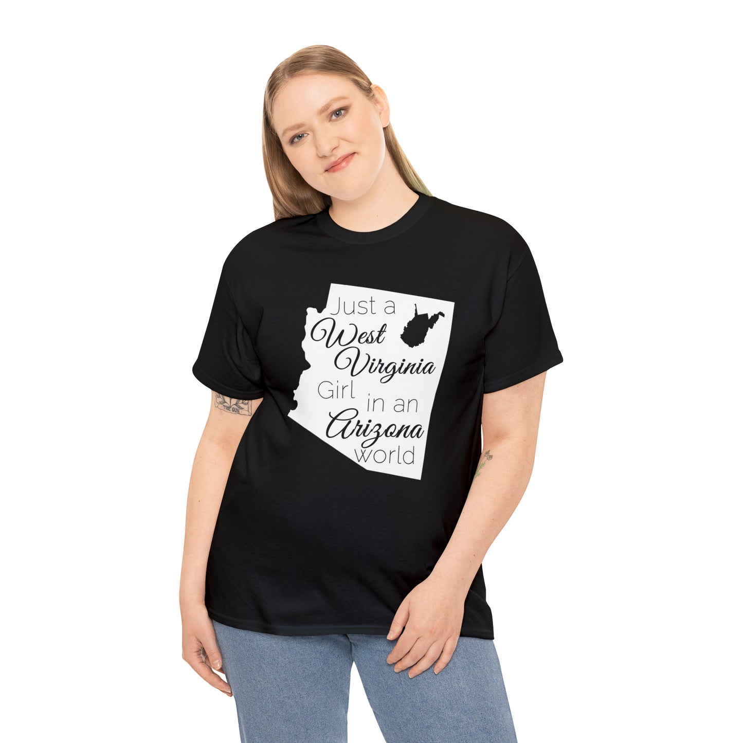 Just a West Virginia Girl in an Arizona World Unisex Heavy Cotton Tee