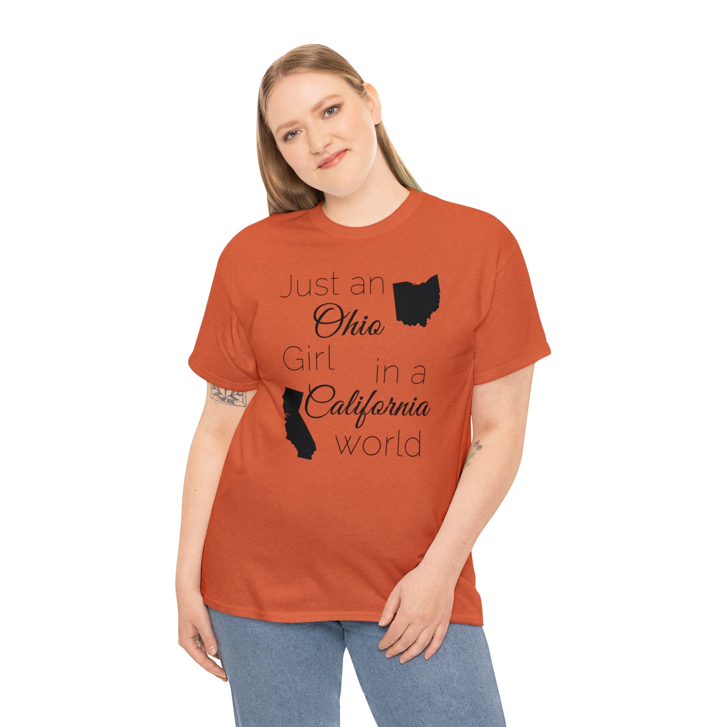 Just an Ohio Girl in a California World Unisex Heavy Cotton Tee