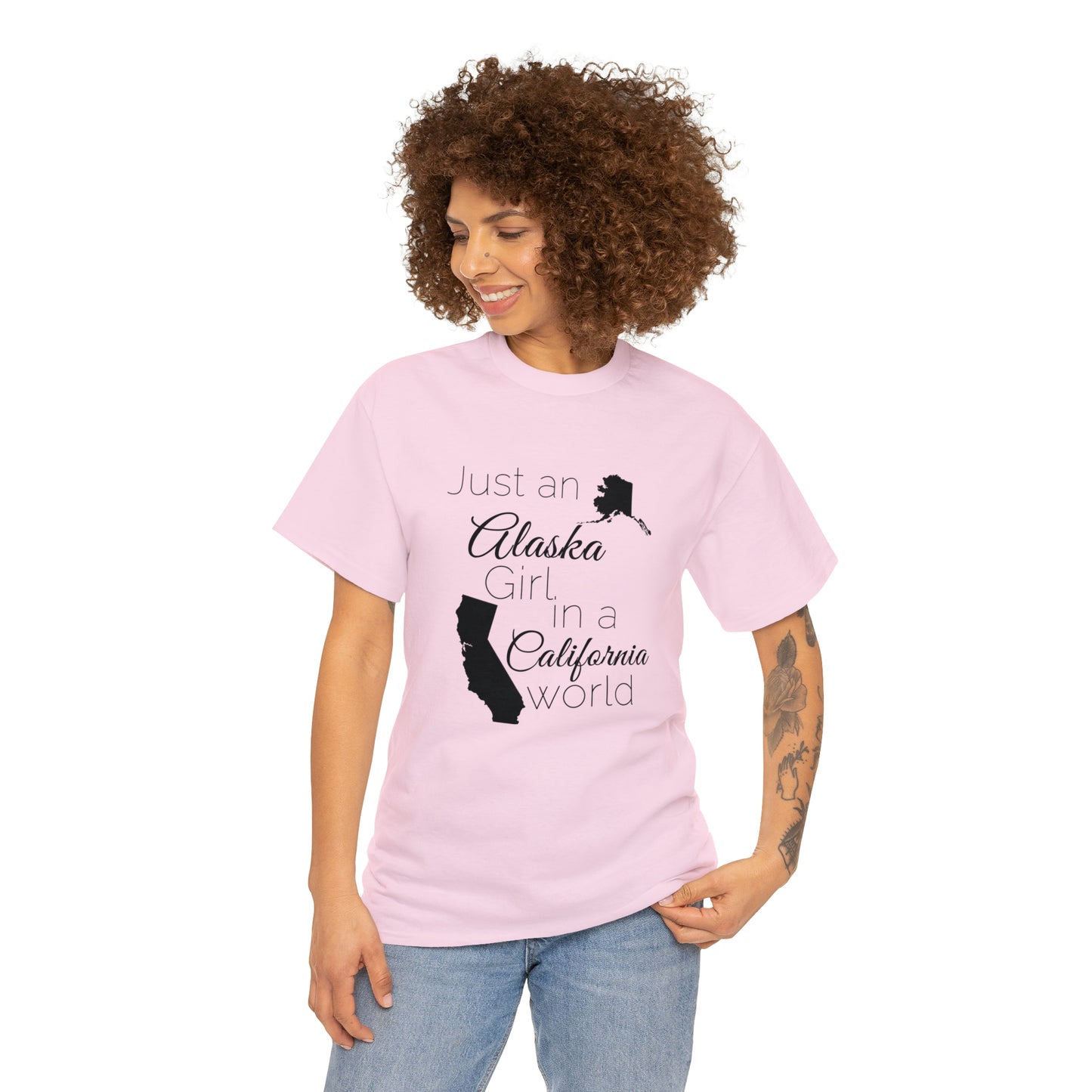 Just an Alaska Girl in a California World Unisex Heavy Cotton Tee