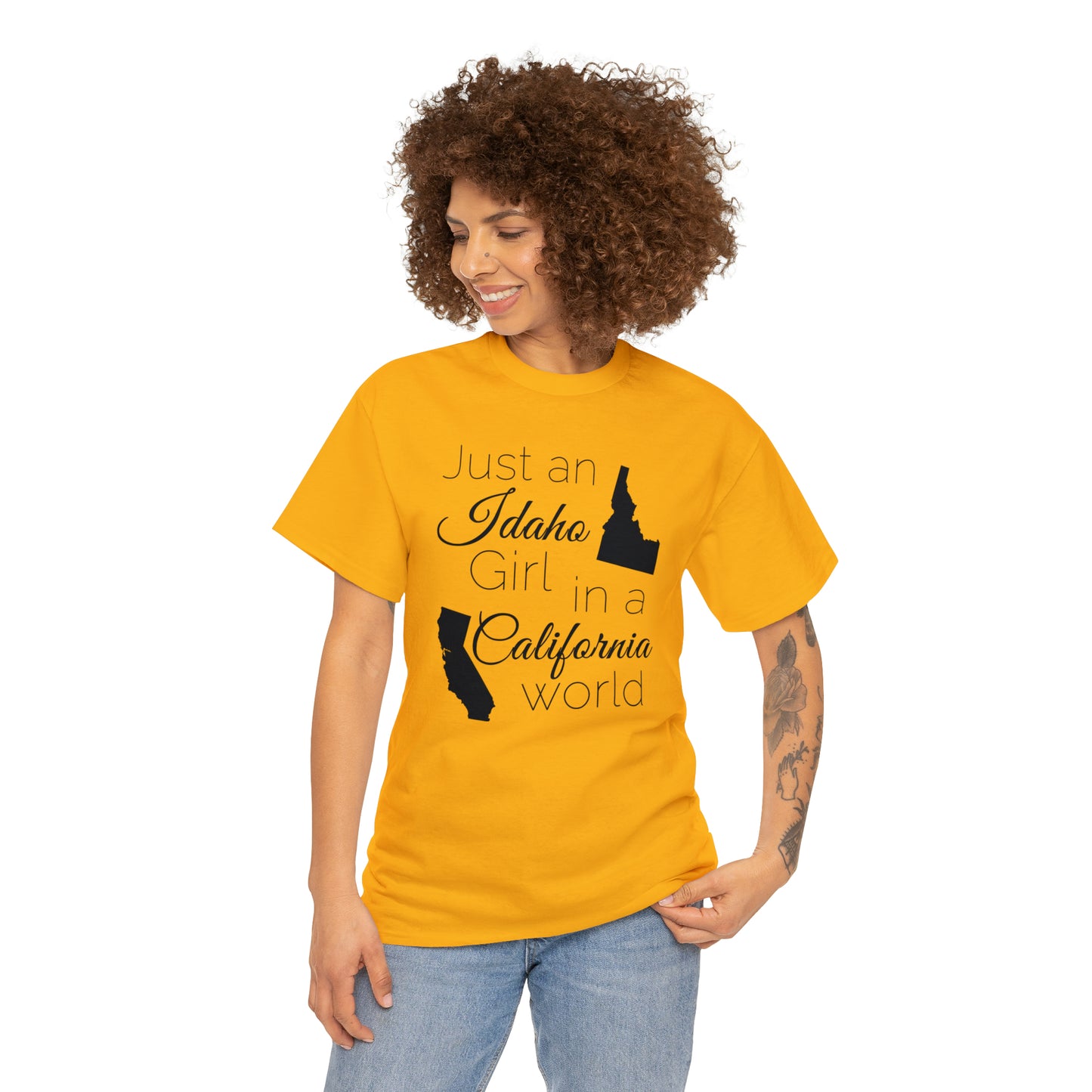 Just an Idaho Girl in a California World Unisex Heavy Cotton Tee