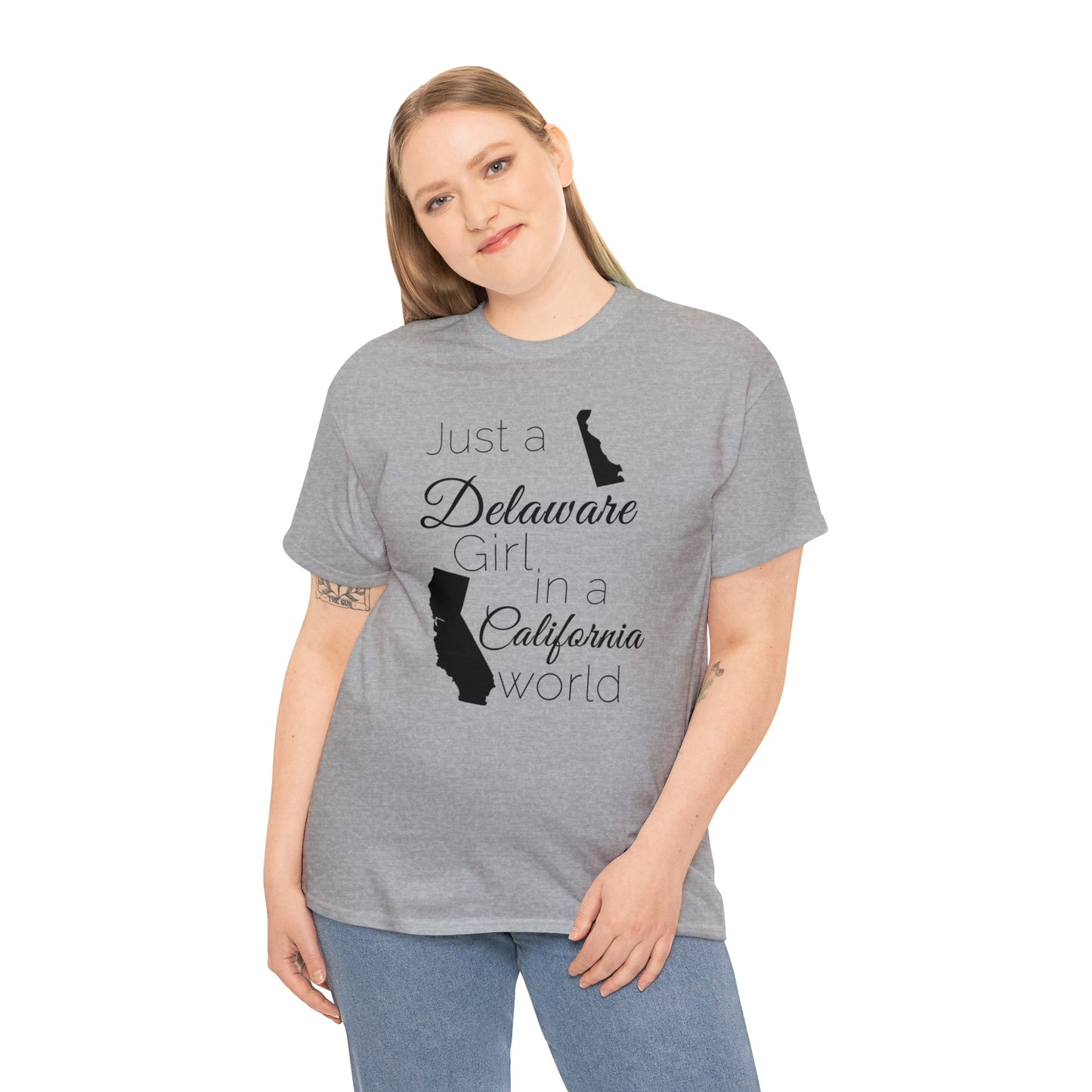 Just a Delaware Girl in a California World Unisex Heavy Cotton Tee