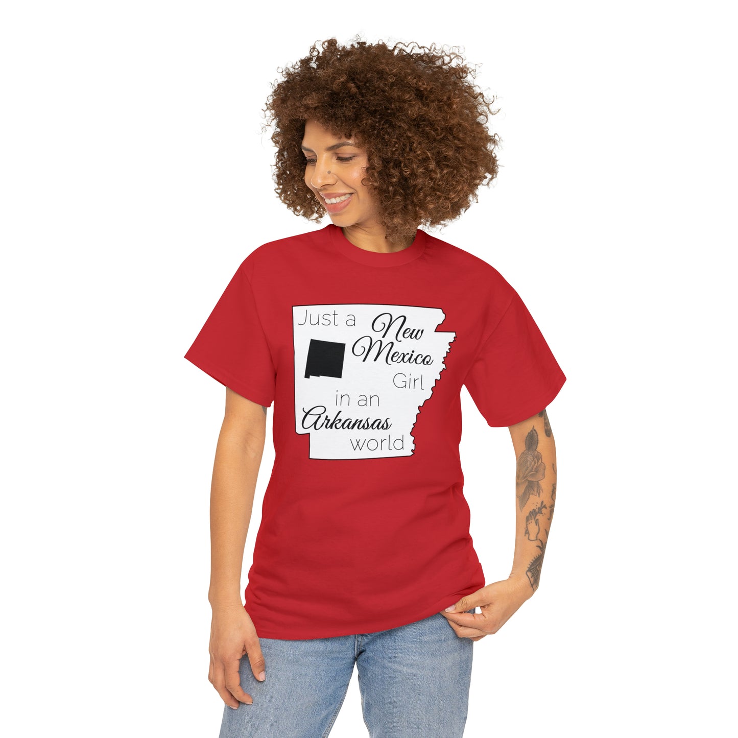 Just a New Mexico Girl in an Arkansas World Unisex Heavy Cotton Tee