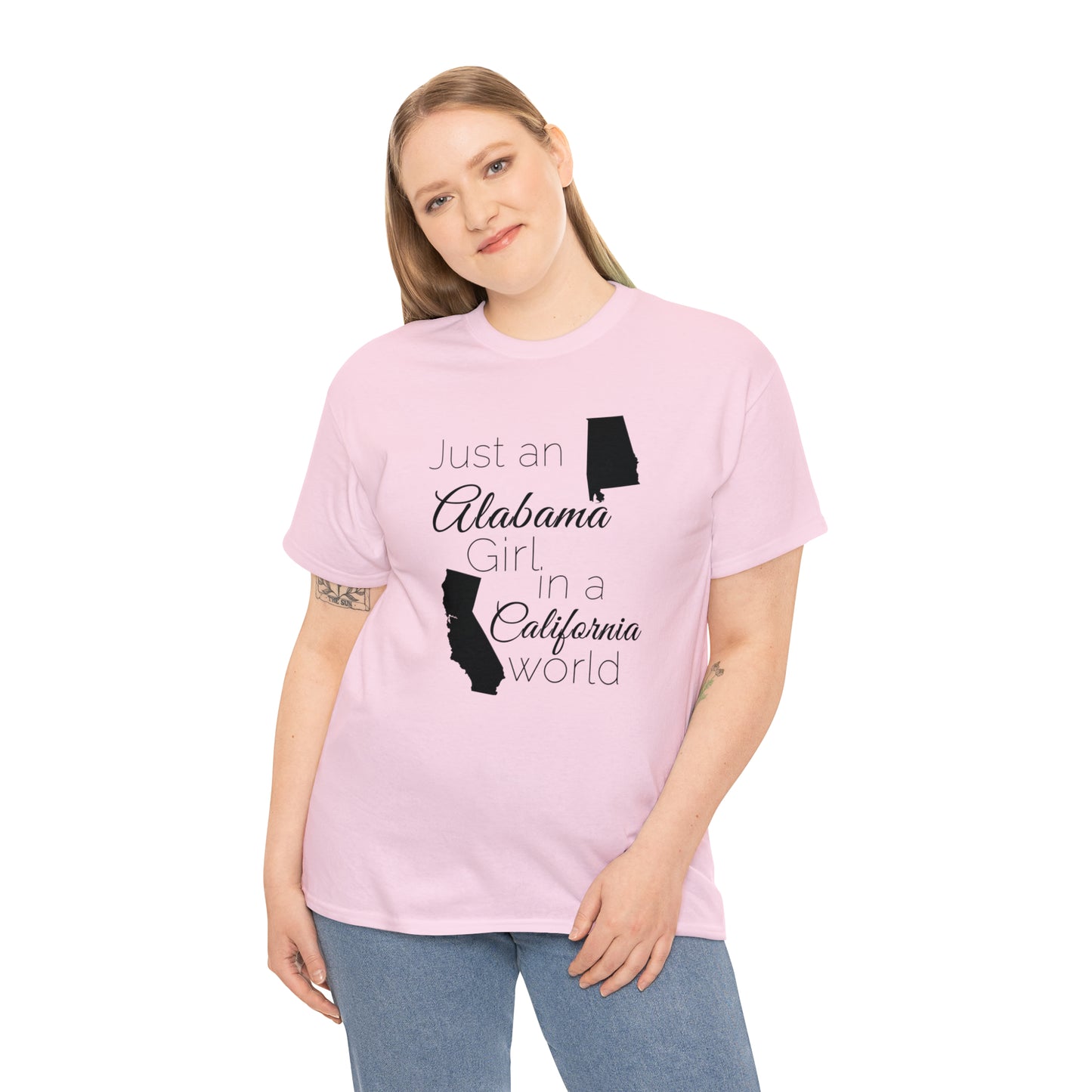 Just an Alabama Girl in a California World Unisex Heavy Cotton Tee