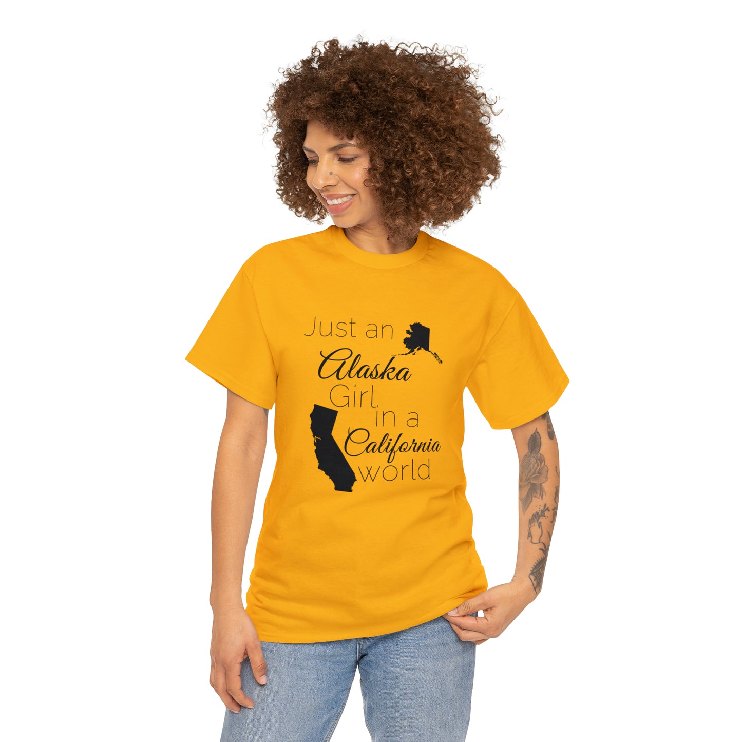 Just an Alaska Girl in a California World Unisex Heavy Cotton Tee