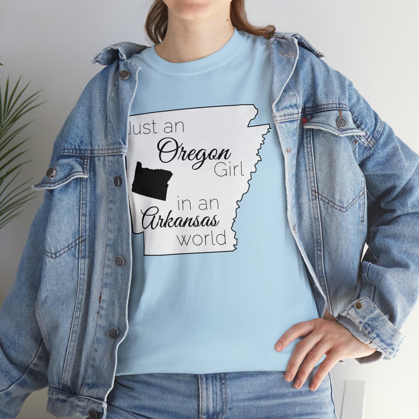 Just an Oregon Girl in an Arkansas World Unisex Heavy Cotton Tee