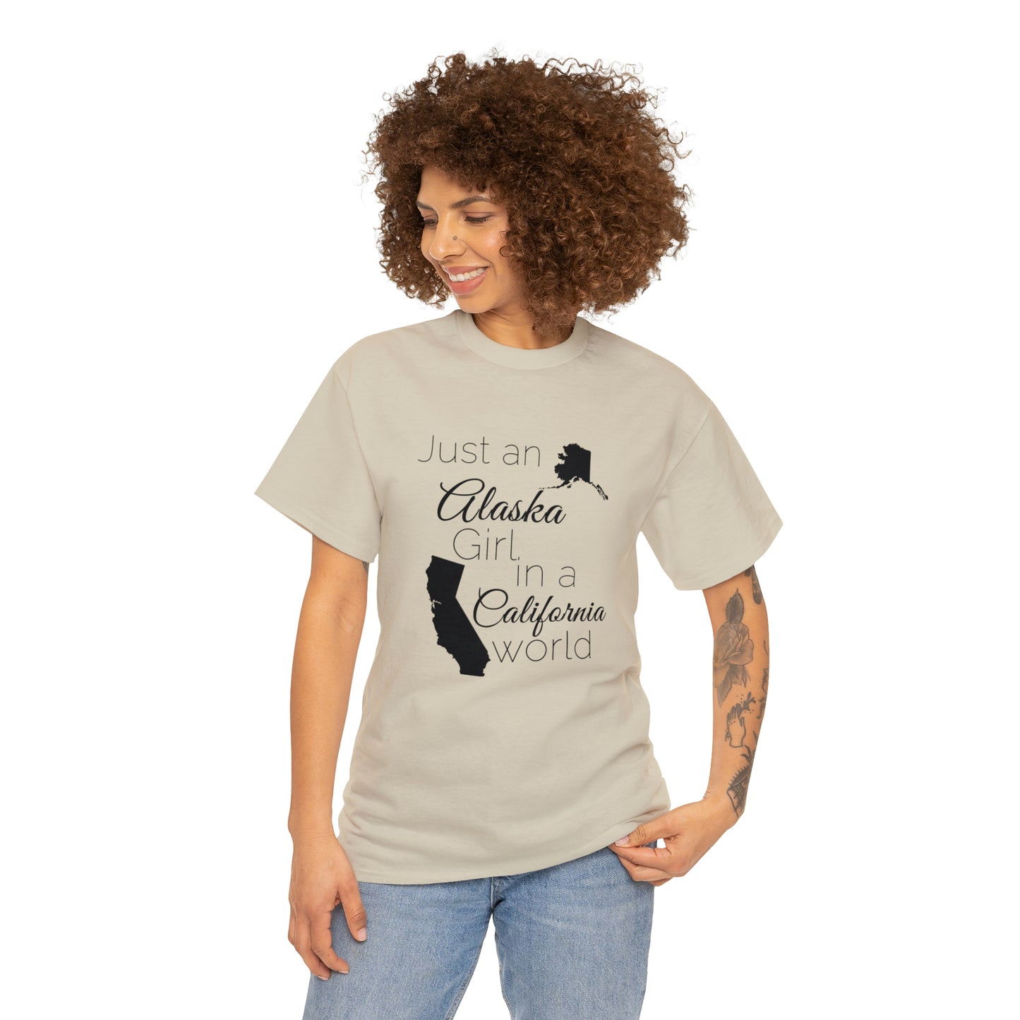 Just an Alaska Girl in a California World Unisex Heavy Cotton Tee