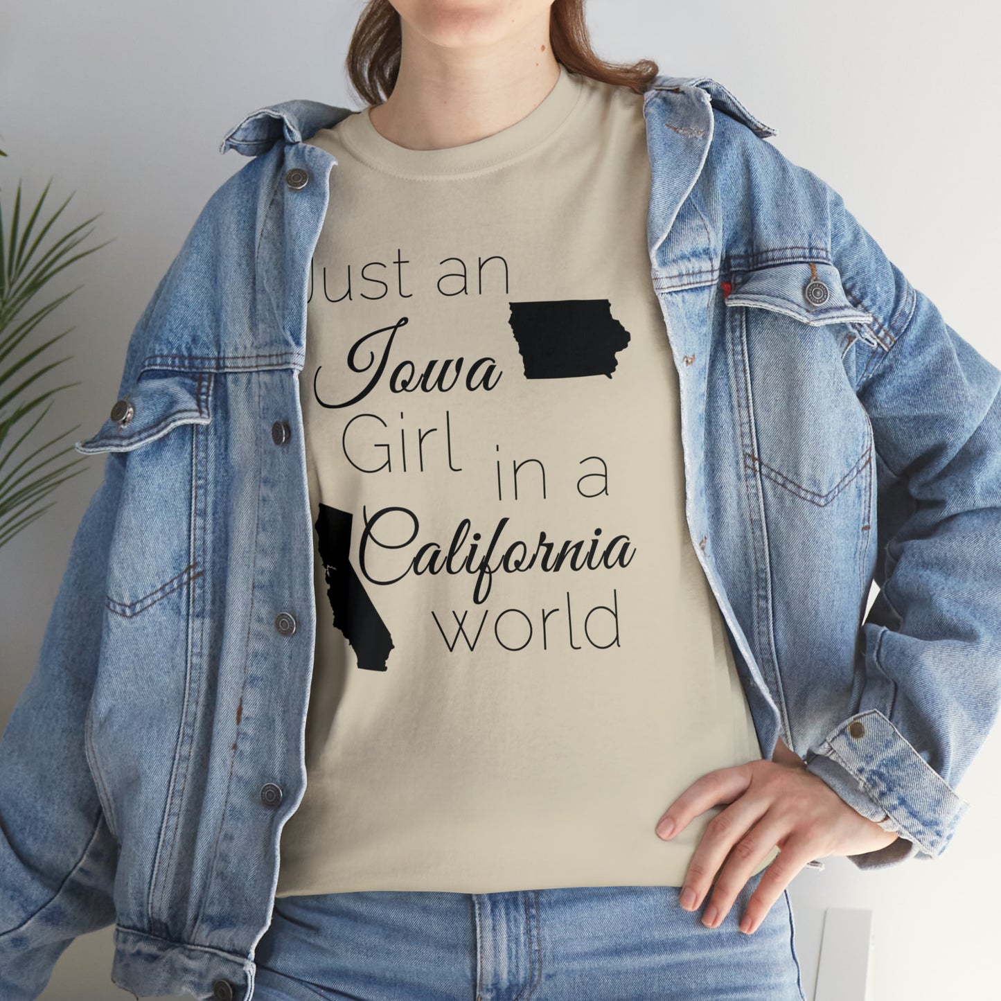 Just an Iowa Girl in a California World Unisex Heavy Cotton Tee