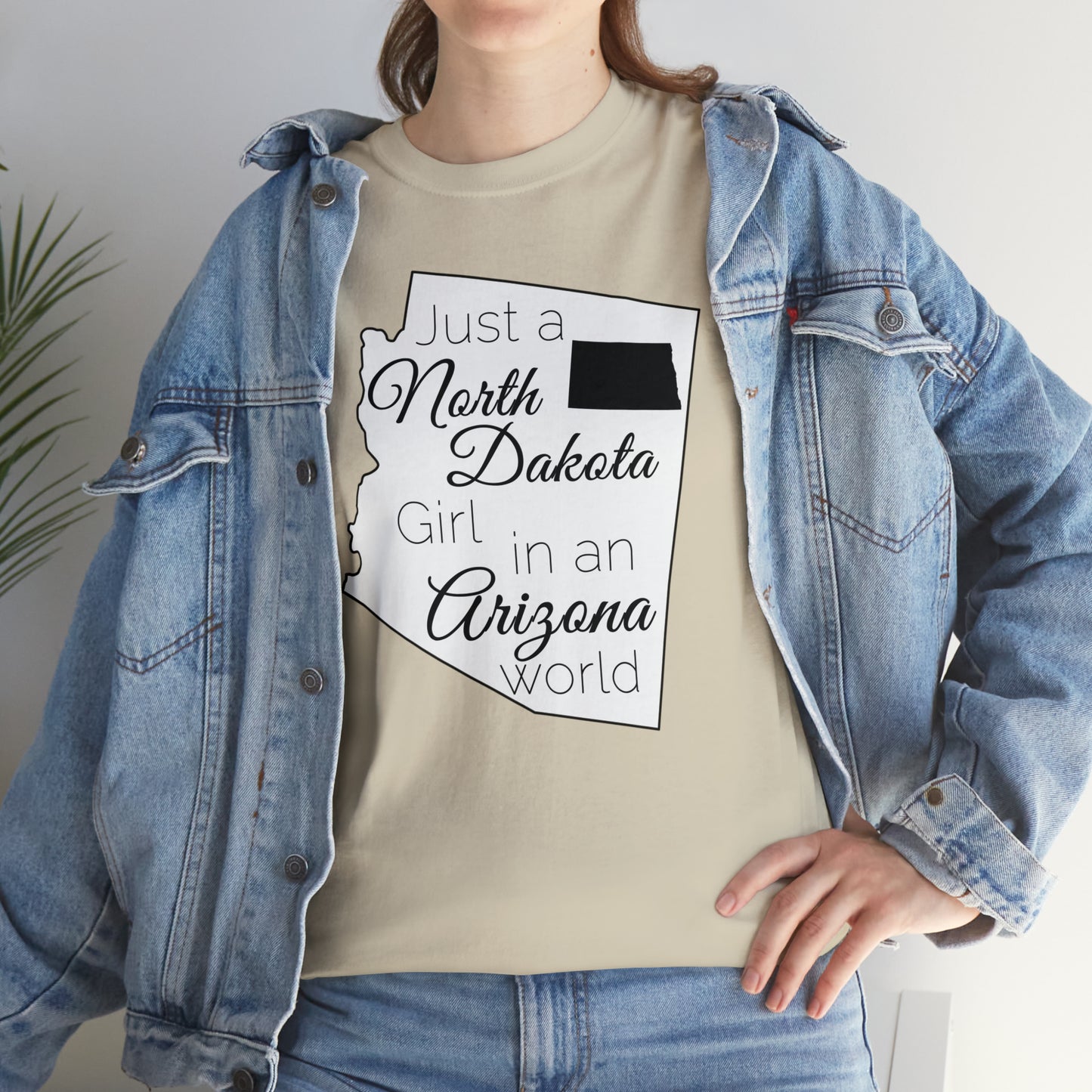Just a North Dakota Girl in an Arizona World Unisex Heavy Cotton Tee