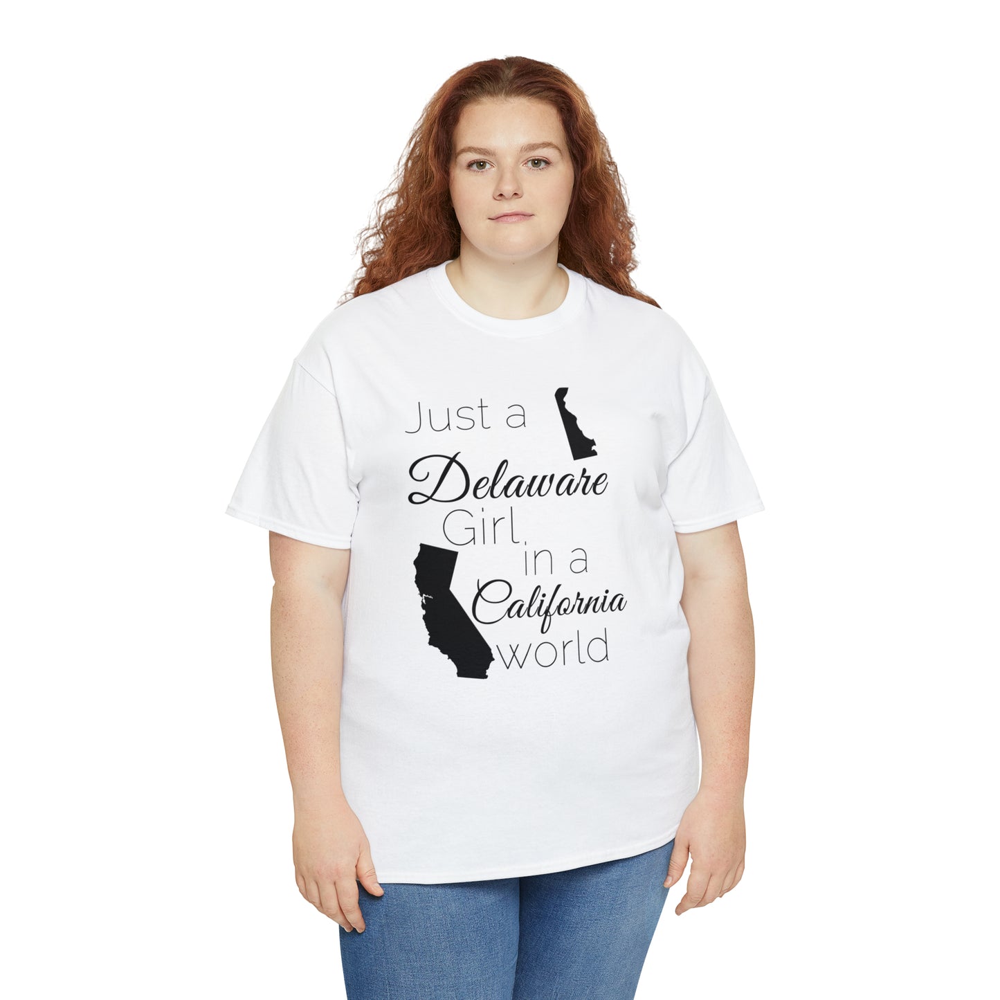 Just a Delaware Girl in a California World Unisex Heavy Cotton Tee