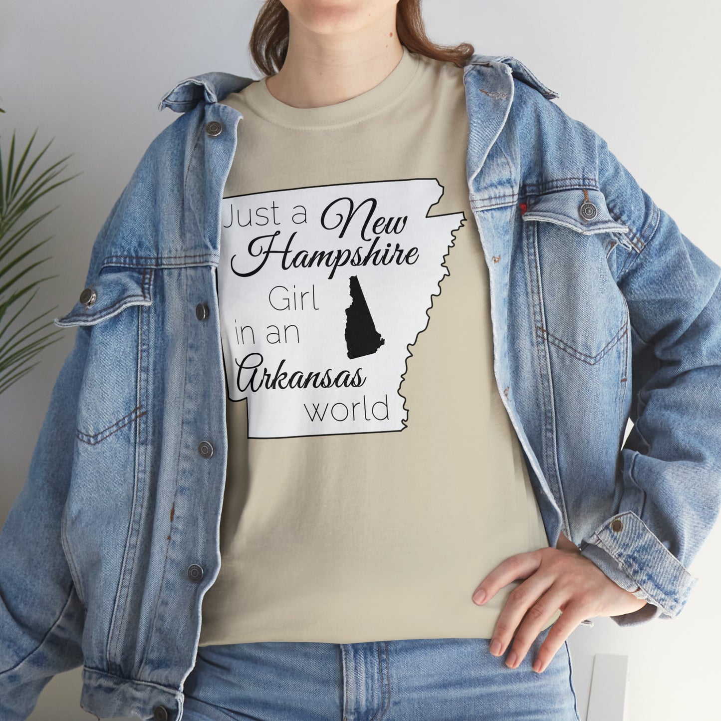Just a New Hampshire Girl in an Arkansas World Unisex Heavy Cotton Tee