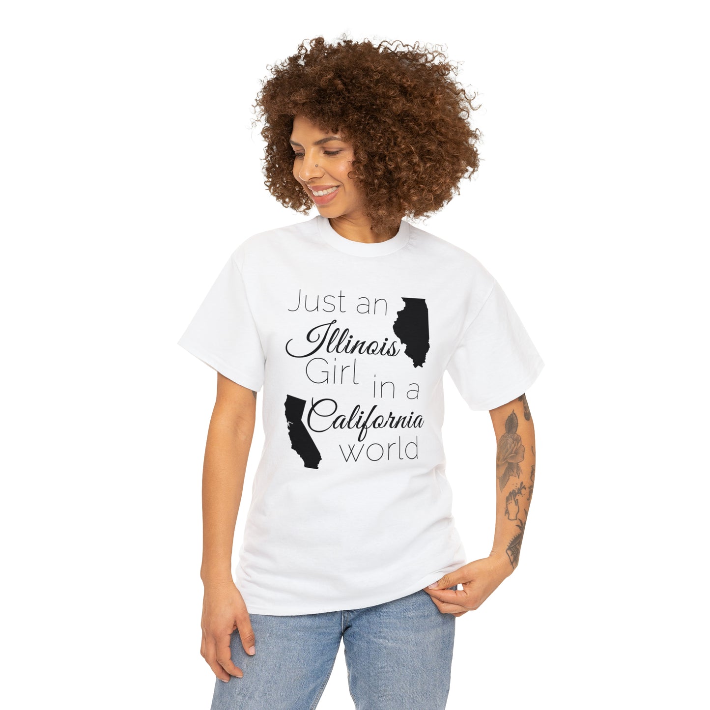 Just an Illinois Girl in a California World Unisex Heavy Cotton Tee