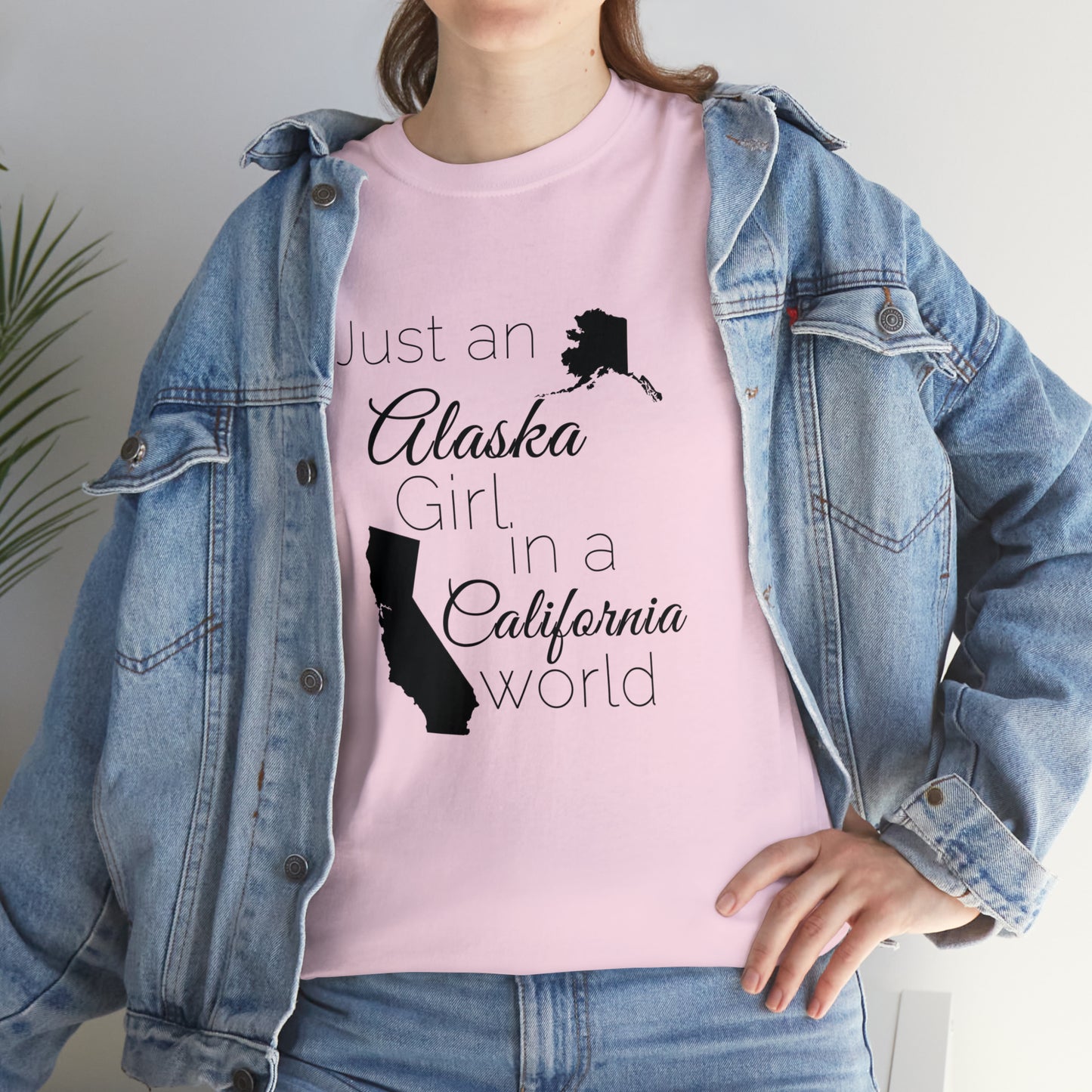 Just an Alaska Girl in a California World Unisex Heavy Cotton Tee