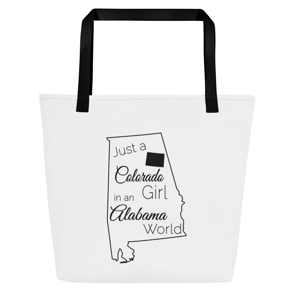Just a Colorado Girl in an Alabama World Large Tote Bag