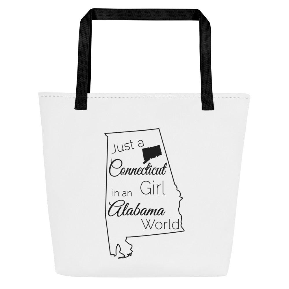 Just a Connecticut Girl in an Alabama World Large Tote Bag