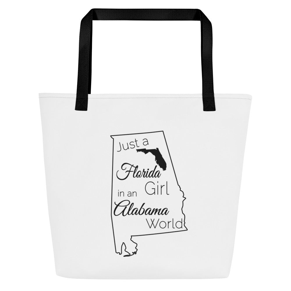 Just a Florida Girl in an Alabama World Large Tote Bag