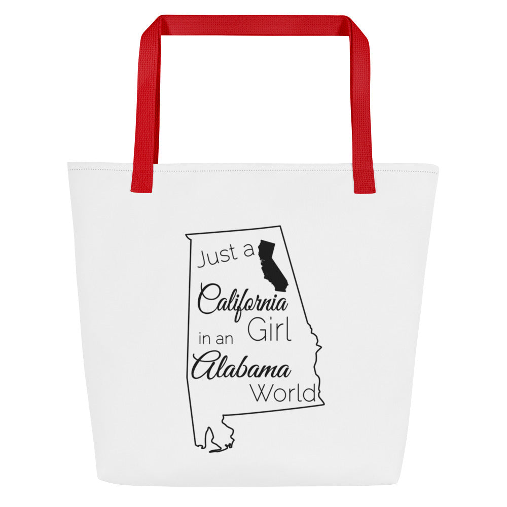 Just a California Girl in an Alabama World Large Tote Bag