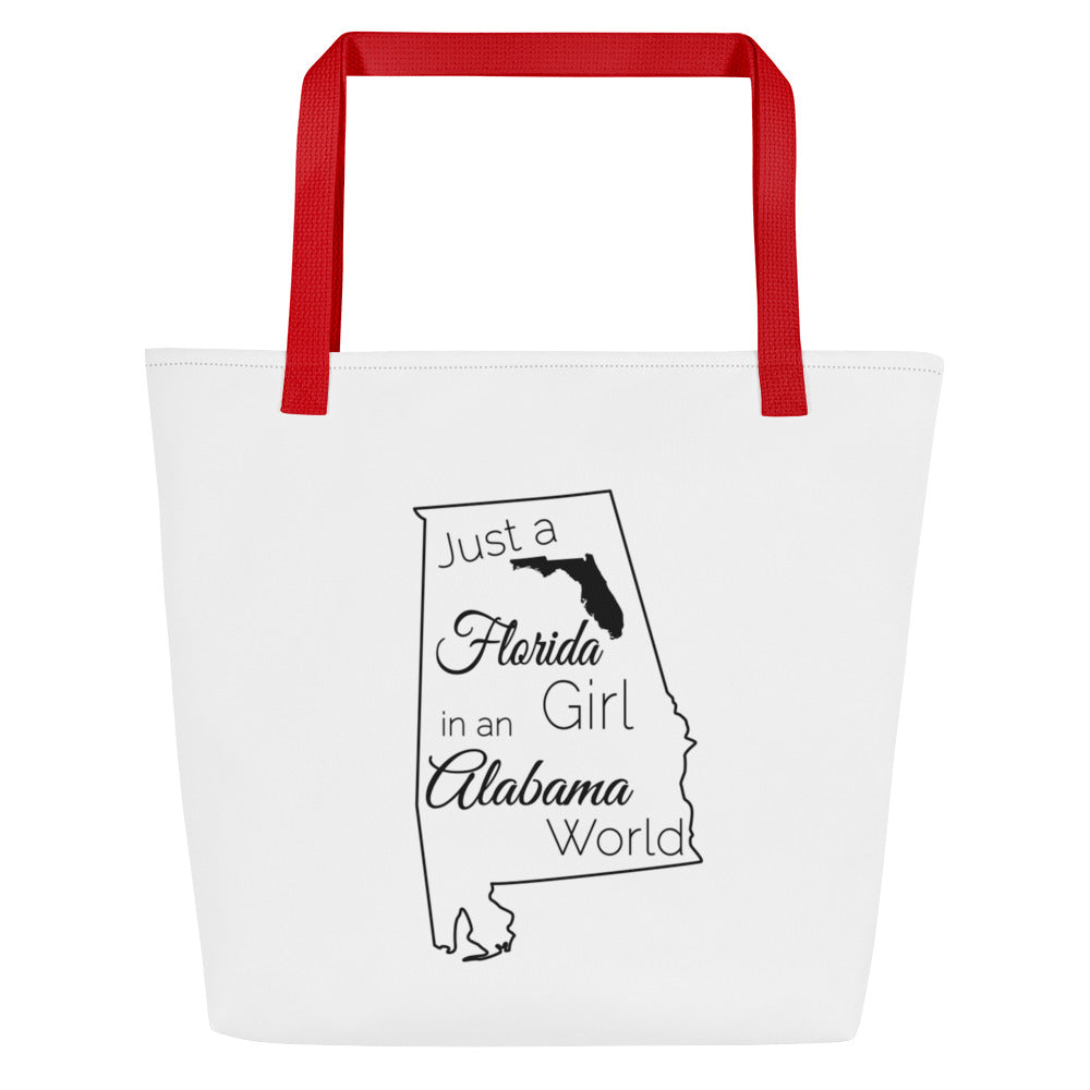 Just a Florida Girl in an Alabama World Large Tote Bag